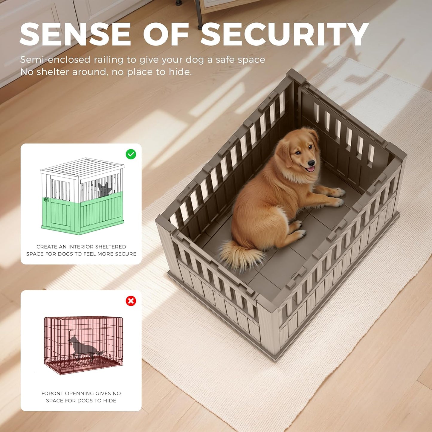 Dog House - Resin Outdoor Dog Kennel with Ventilated Design, Waterproof Dog Bed Shelter for Backyard, Garden & Patio