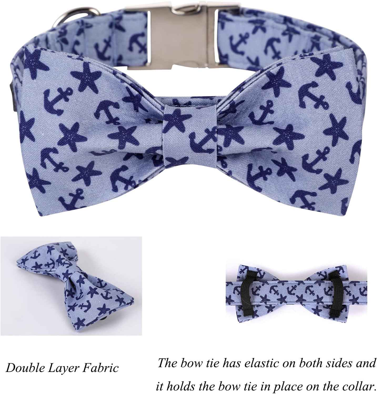 Lionet Paws Dog Collar with Bowtie, Summer Bowtie Collar for Dog,Adjustable Comfortable Dog Collar Gift for Puppy Small Medium Large Dog