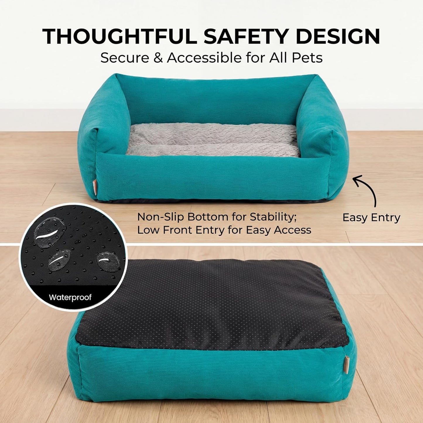 Cat Beds for Indoor Cats Washable, Small Dog Bed for Small Dogs, Orthopedic Dog Bed, Soft Warming Calming Sleeping Puppy Bed Durable Pet Bed with Anti-Slip Bottom 20 Inches
