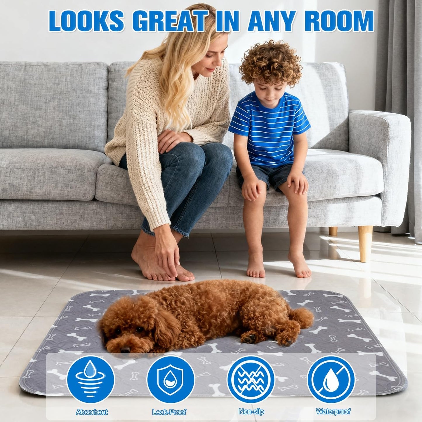 2 Pack Puppy Pads with Pheromones,Washable Puppy Pads for Dogs,Leak-Proof & Anti-Slip,Reusable Absorbent Dog Training Pad for for Playpen,Whelping Box,Potty Training (27.6" × 31.5")