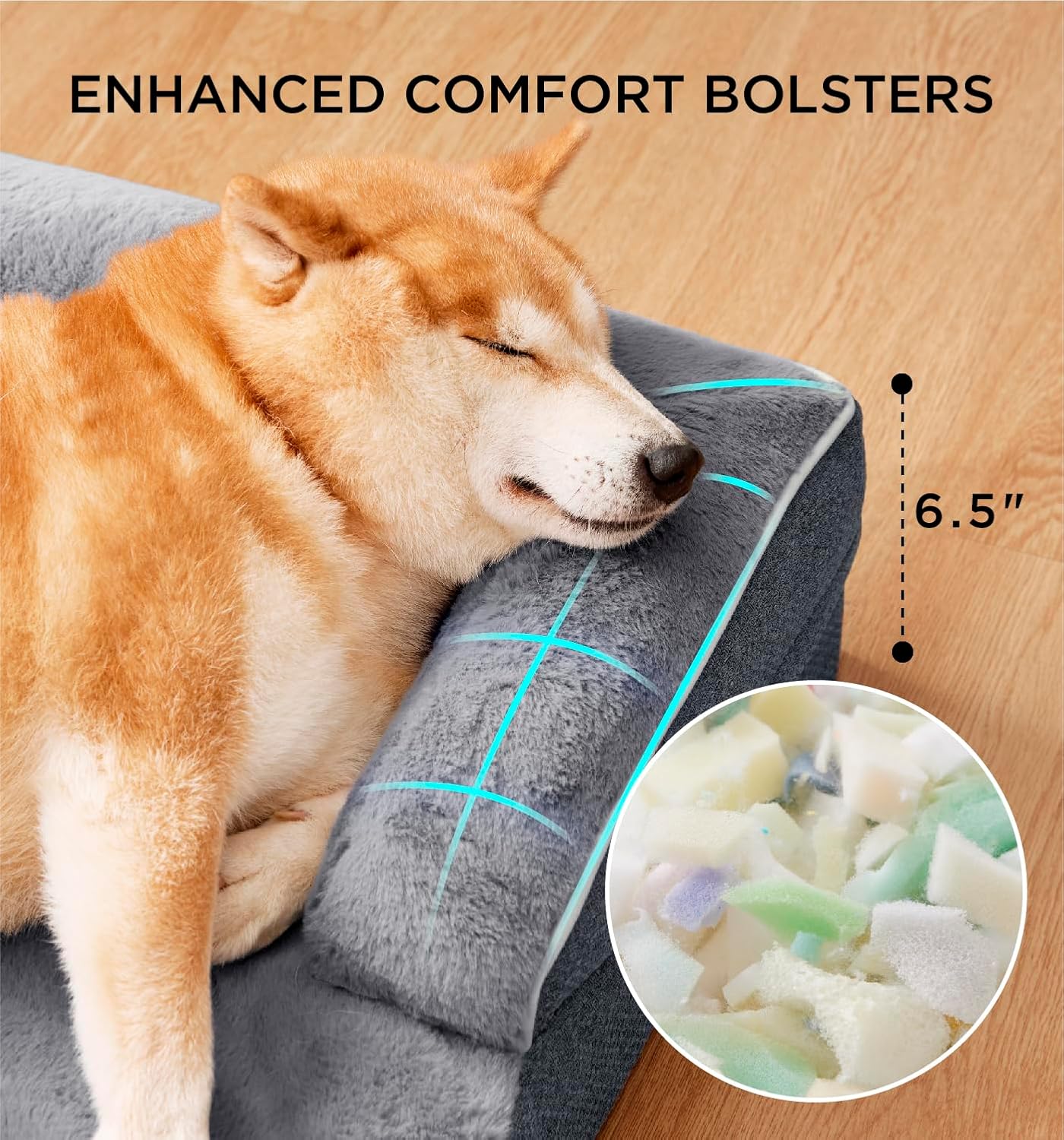 MADE 4 PETS Orthopedic Dog Bed for Large Dogs, Supportive Foam Big Large Pet Bed Sofa with Washable Removable Cover, Waterproof Dog Couch Bed, Non-Slip Bottom and Egg-Crate Foam, Grey
