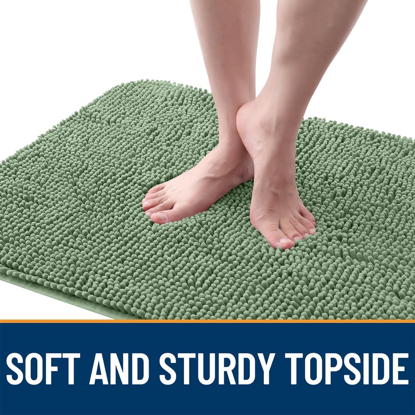 OLANLY Dog Door Mat for Muddy Paws 47x24, Absorbs Moisture and Dirt, Absorbent Non-Slip Washable Doormat, Quick Dry Chenille Mud Mat, Entry Indoor Entryway Carpet for Inside Floor, Olive Green