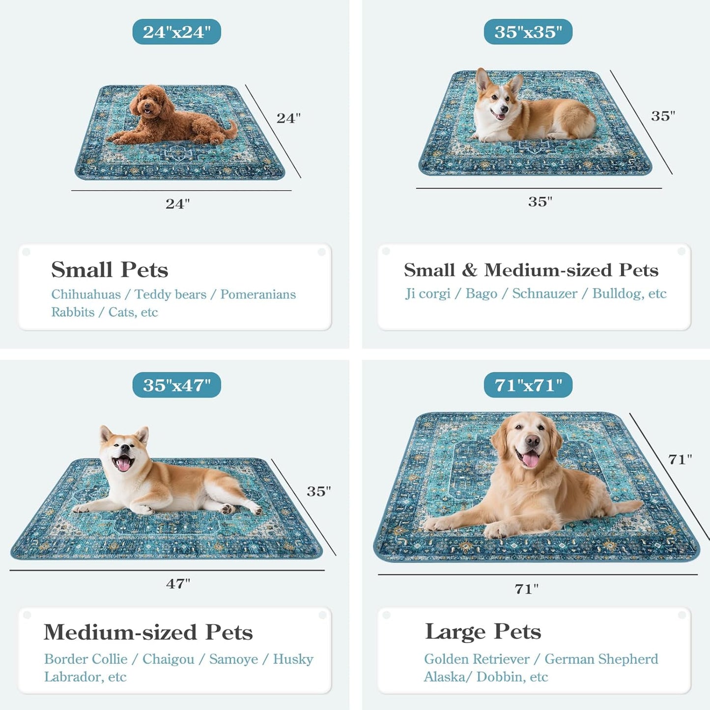 HAOCOO Washable and Reusable Pee Pads for Dogs,(1 Pack) 6Ft x 6Ft Super Absorbent Puppy Training Pads, Blue Waterproof Leak-Proof Whelping Pads Non-Slip Potty Pads for Pet Housebreaking