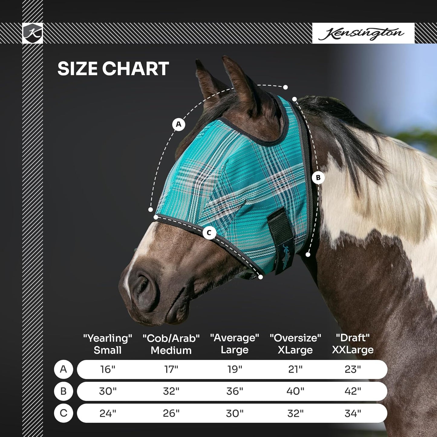 Kensington Fly Mask Web Trim Protects Horses Face and Eyes from Bites and Sun Rays While Allowing Full Visibility Ears and Forelock Able to Come Through The Mask, X-Large, Desert Sand