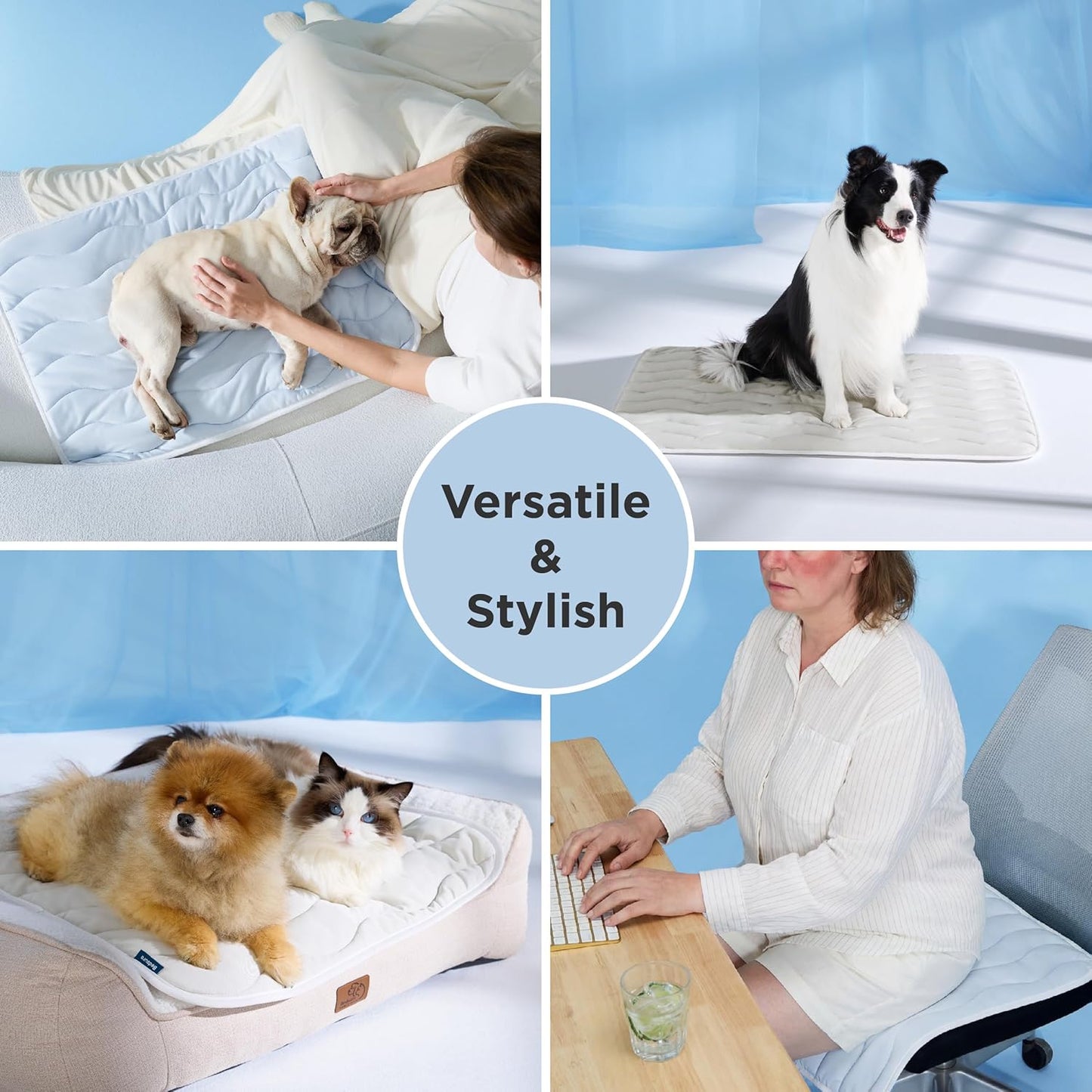 Bedsure Cooling Mat for Large Dogs - Q-Max>0.4 Thin Breathable Cooling Crate Pad Indoor for Pet with Chill Cool Fiber as Cooling Topper，Portable Washable Kennel Mat in Outdoor Summer, 35x23, Grey