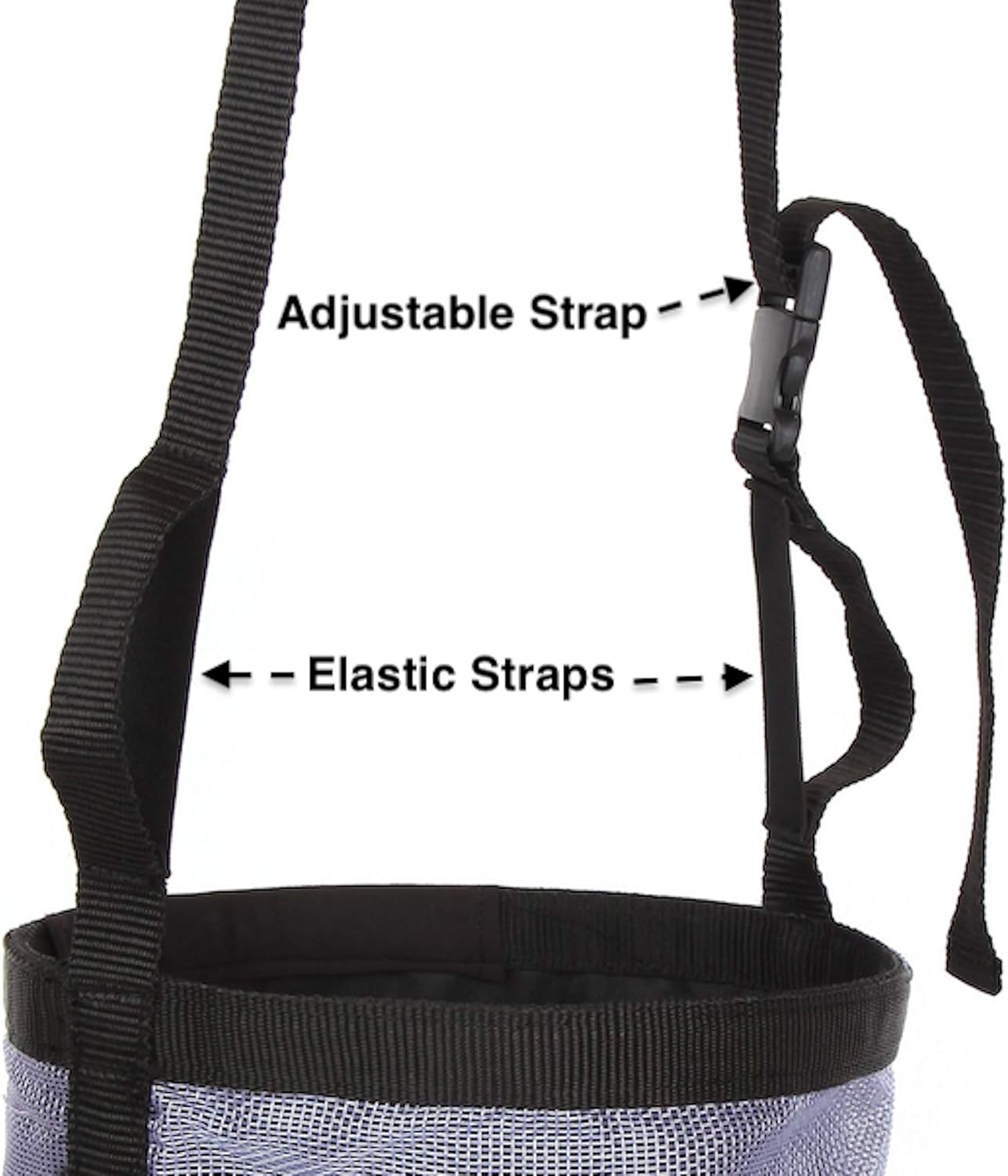 Majestic Ally Horse Feed Bag, Heavy Duty Nylon Mesh Grain Feed Bag, Adjustable Strap with Durable Snap and Elastic Straps, Comfort Neck Pad and Nose Pad- Large (Full, Dark Gray)