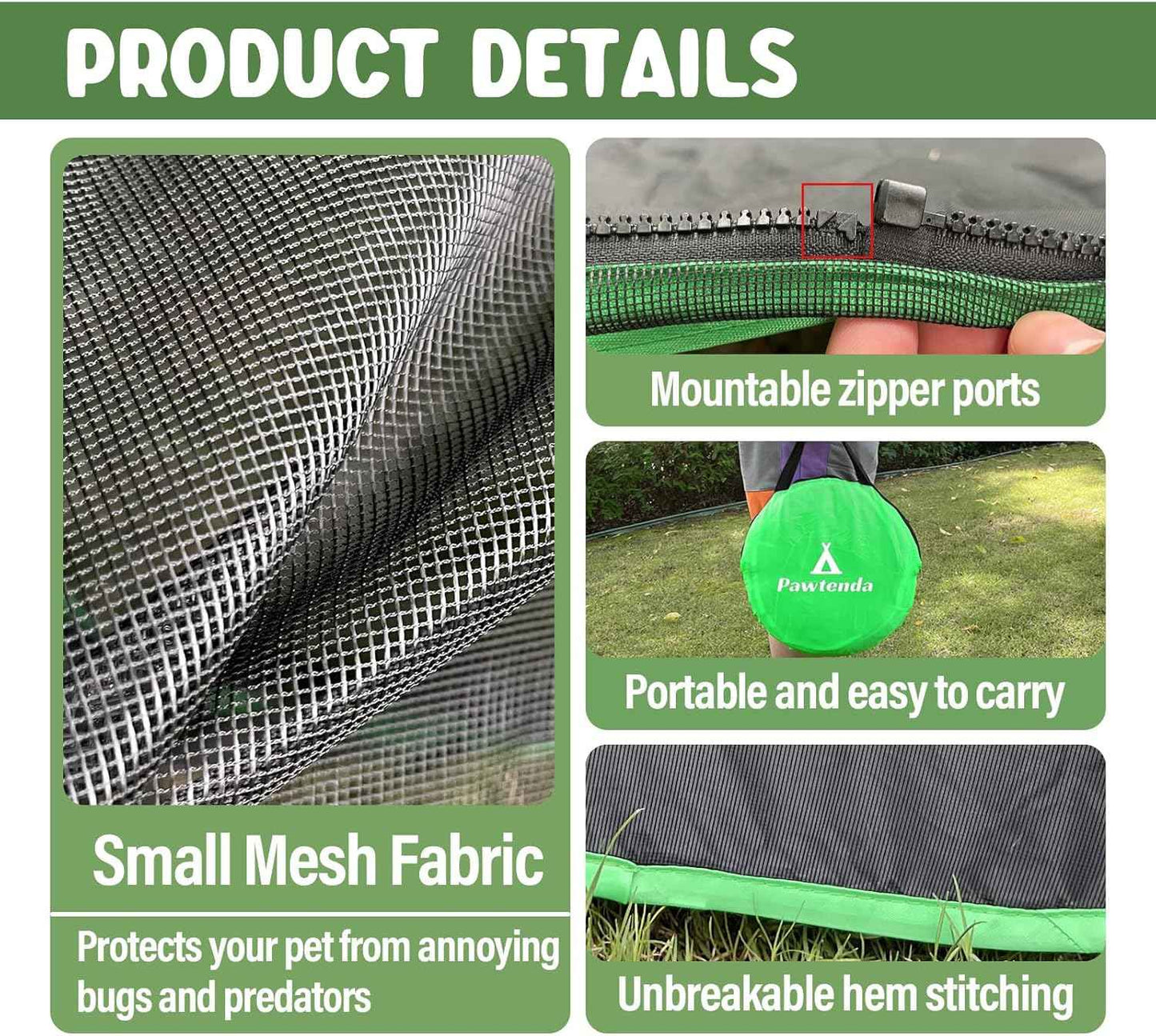 Pawtenda Outdoor Cat Enclosures for Indoor Cats, Portable Cat Tents for Outside, Outdoor Catio, Enclosed Cat Playpen with Tunnel, Pet Tents for Cats, Rabbit, Puppy and Other Small Animal