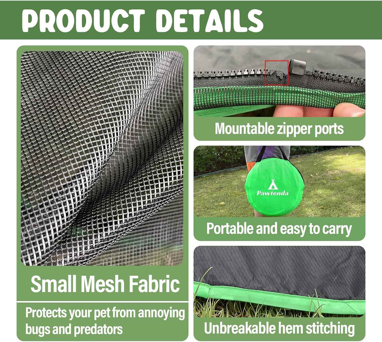 Pawtenda Outdoor Cat Enclosures for Indoor Cats, Portable Cat Tents for Outside, Outdoor Catio, Enclosed Cat Playpen with Tunnel, Pet Tents for Cats, Rabbit, Puppy and Other Small Animal