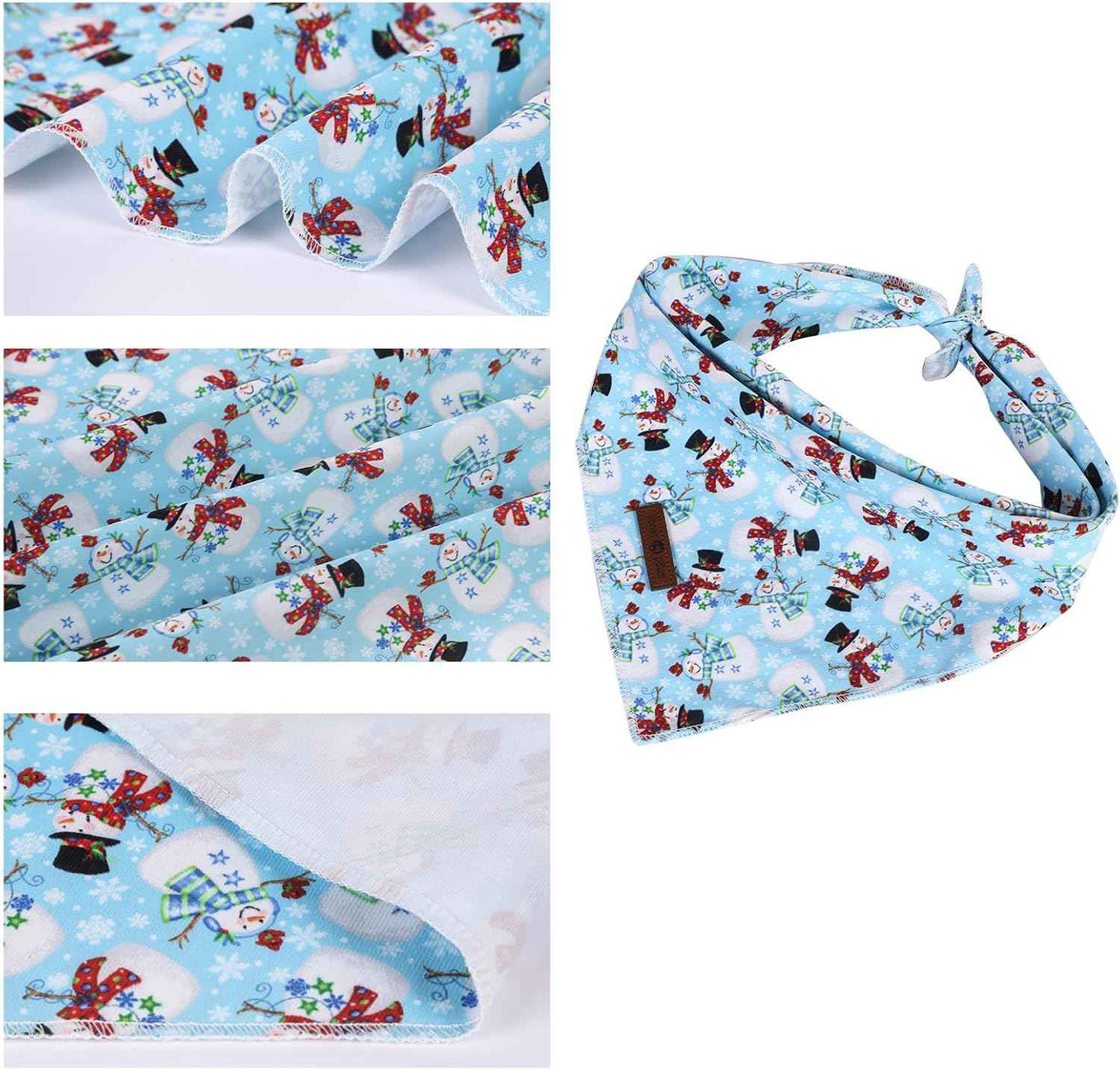 Lionet Paws Christmas Dog Bandana,Fabric Snowman Blue Dogs Kerchief for Small Medium Dogs,Dog Cotton Triangle Bibs Scarf for Girl Boy