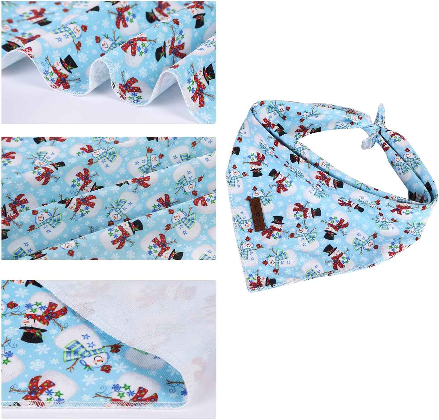 Lionet Paws Christmas Dog Bandana,Fabric Snowman Blue Dogs Kerchief for Small Medium Dogs,Dog Cotton Triangle Bibs Scarf for Girl Boy