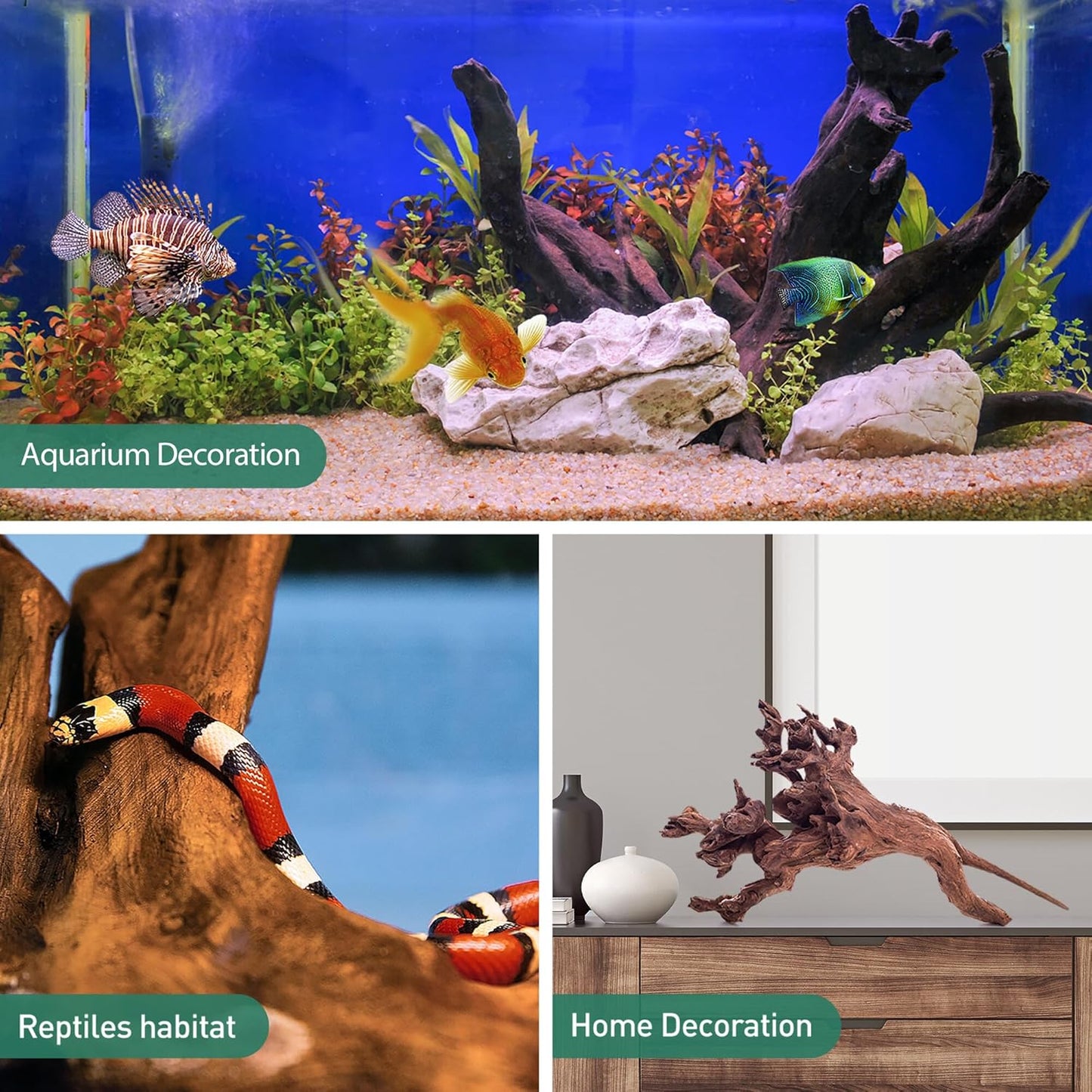WDEFUN Natural Driftwood for Aquarium Decor, 10-Piece 2''-5'' Small Driftwood for Decorations on Fish Tank, Reptiles Bearded Dragon Accessories or Air Plants