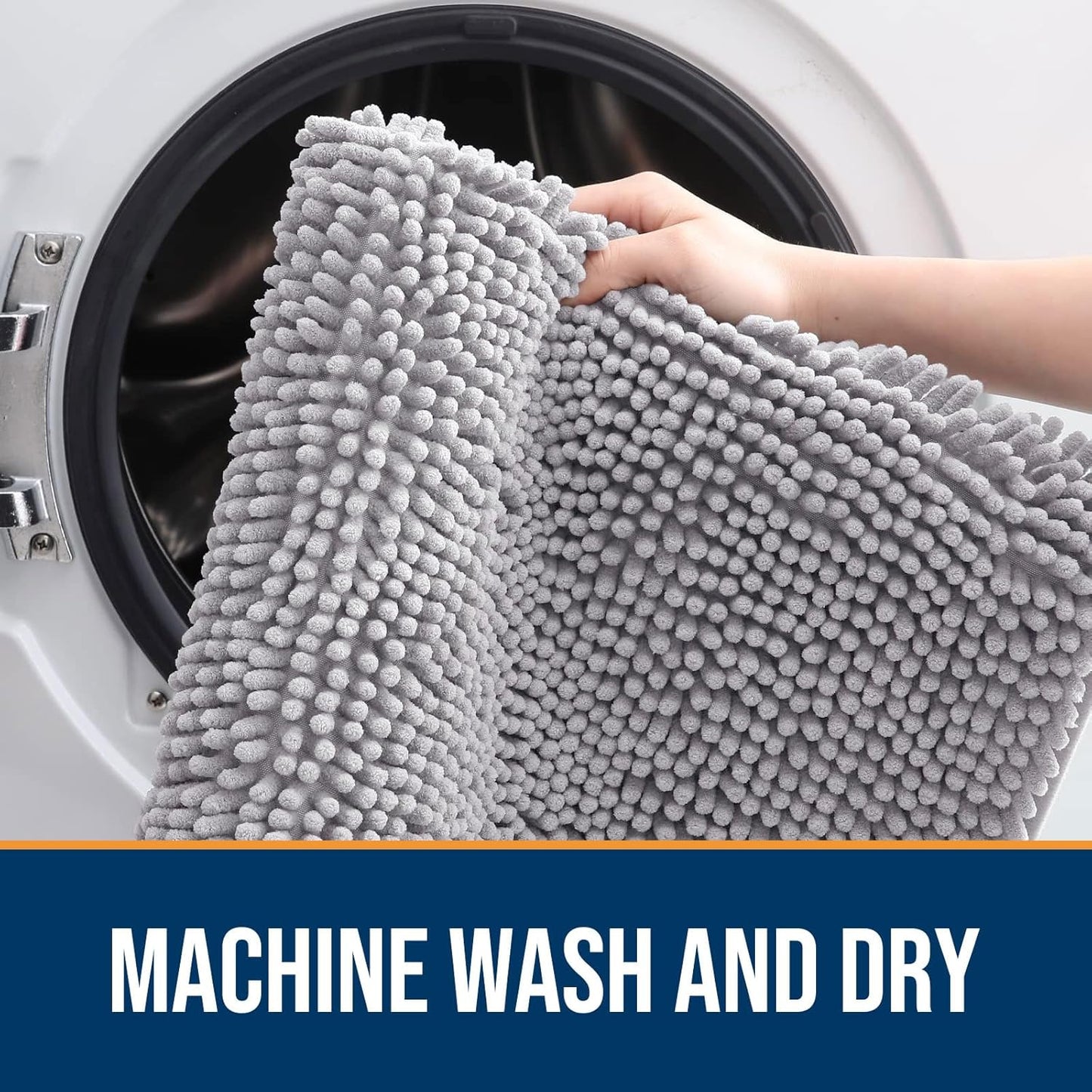 OLANLY Dog Door Mat for Muddy Paws 70x46, Absorbs Moisture and Dirt, Absorbent Non-Slip Washable Doormat, Quick Dry Chenille Mud Mat for Dogs, Entry Indoor Entryway Carpet for Inside Floor, Light Grey