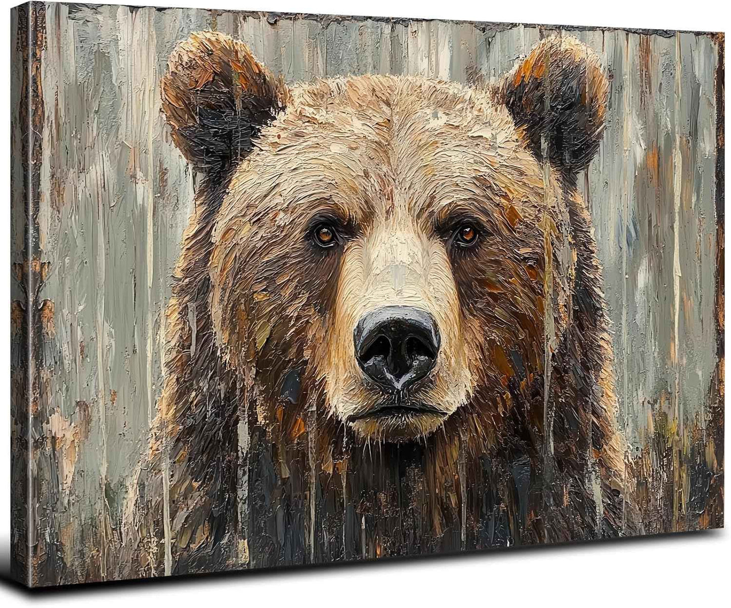 Rustic Bear Pictures Wall Decor Bear Wall Art Farmhouse Animal Decor for Bathroom Bedroom Vintage Animal Head Canvas Prints Wildlife Themed Nursery Painting Hunting Cabin Artwork Home Decoration 12x16"
