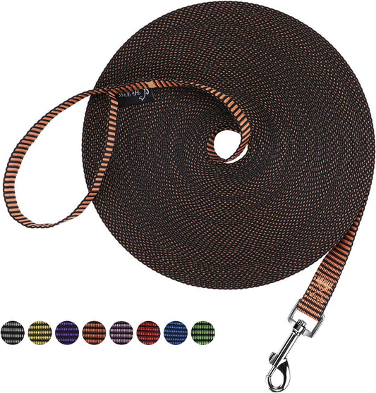 Hi Kiss Dog/Puppy Obedience Recall Training Agility Lead - 15ft 20ft 30ft 50ft 100ft Training Leash - Great for Training, Play, Camping, or Backyard(30ft,Black_Orange)