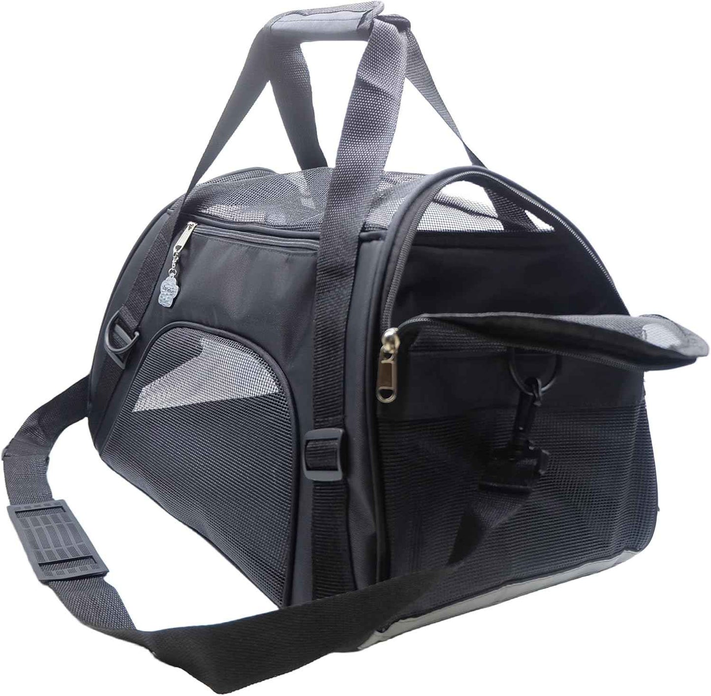 ZaneSun Cat Carrier,Soft-Sided Pet Travel Carrier for Cats,Dogs Puppy Comfort Portable Foldable Pet Bag Airline Approved (Medium-Black)