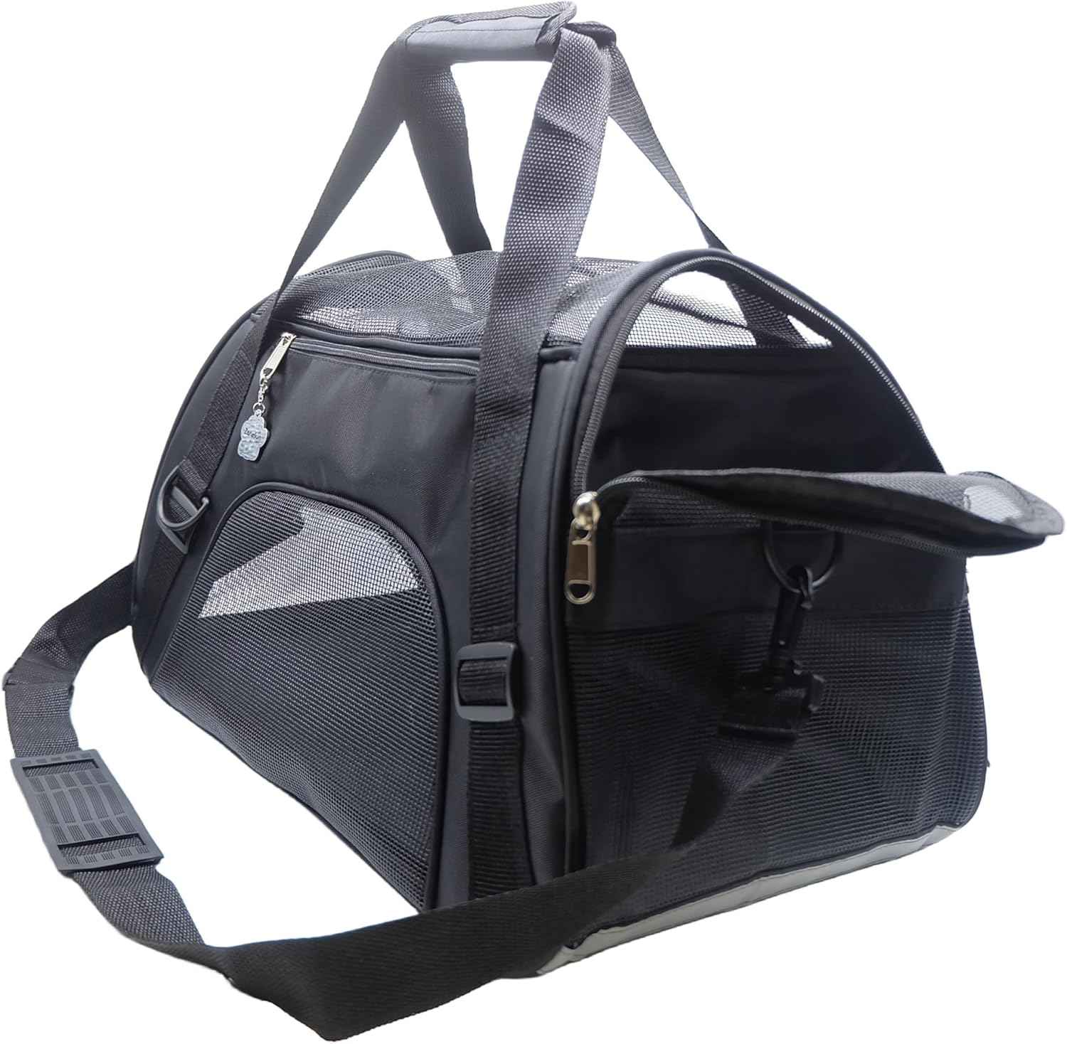 ZaneSun Cat Carrier,Soft-Sided Pet Travel Carrier for Cats,Dogs Puppy Comfort Portable Foldable Pet Bag Airline Approved (Medium-Black)