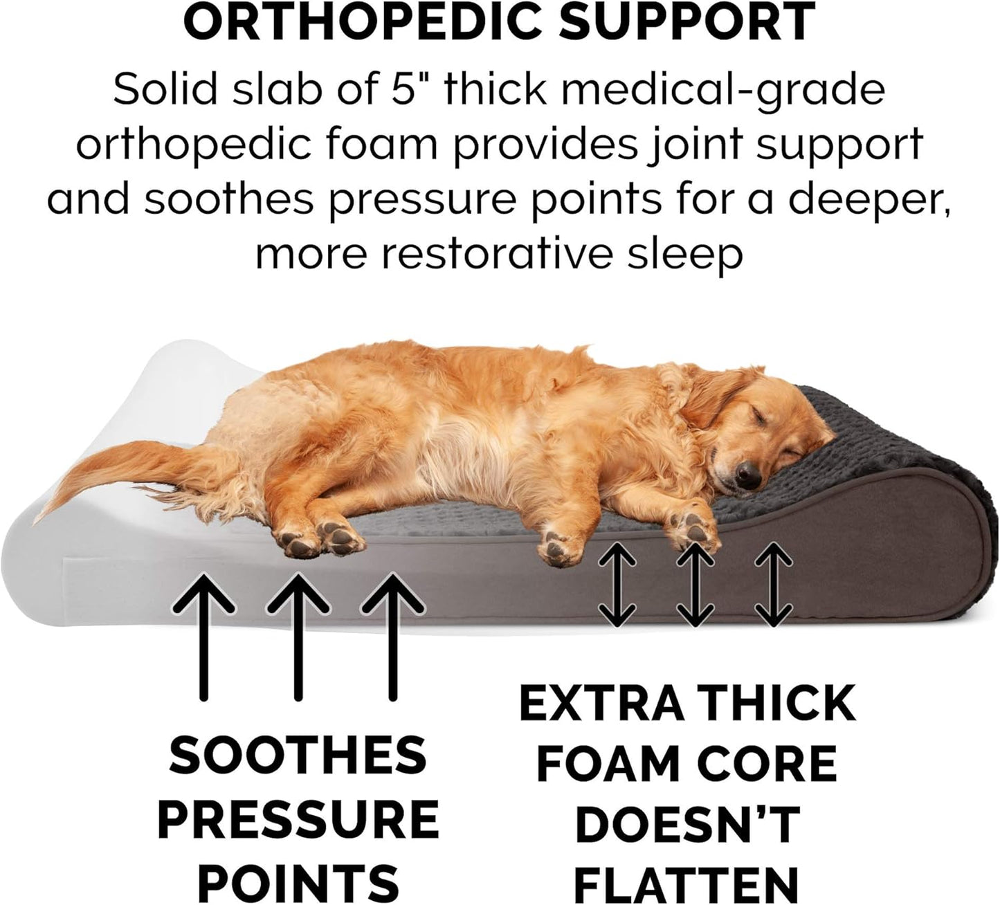Furhaven Orthopedic Dog Bed for Large Dogs w/ Removable Washable Cover, For Dogs Up to 150 lbs - Ultra Plush Faux Fur & Suede Luxe Lounger Contour Mattress - Chocolate, Jumbo Plus/XXL