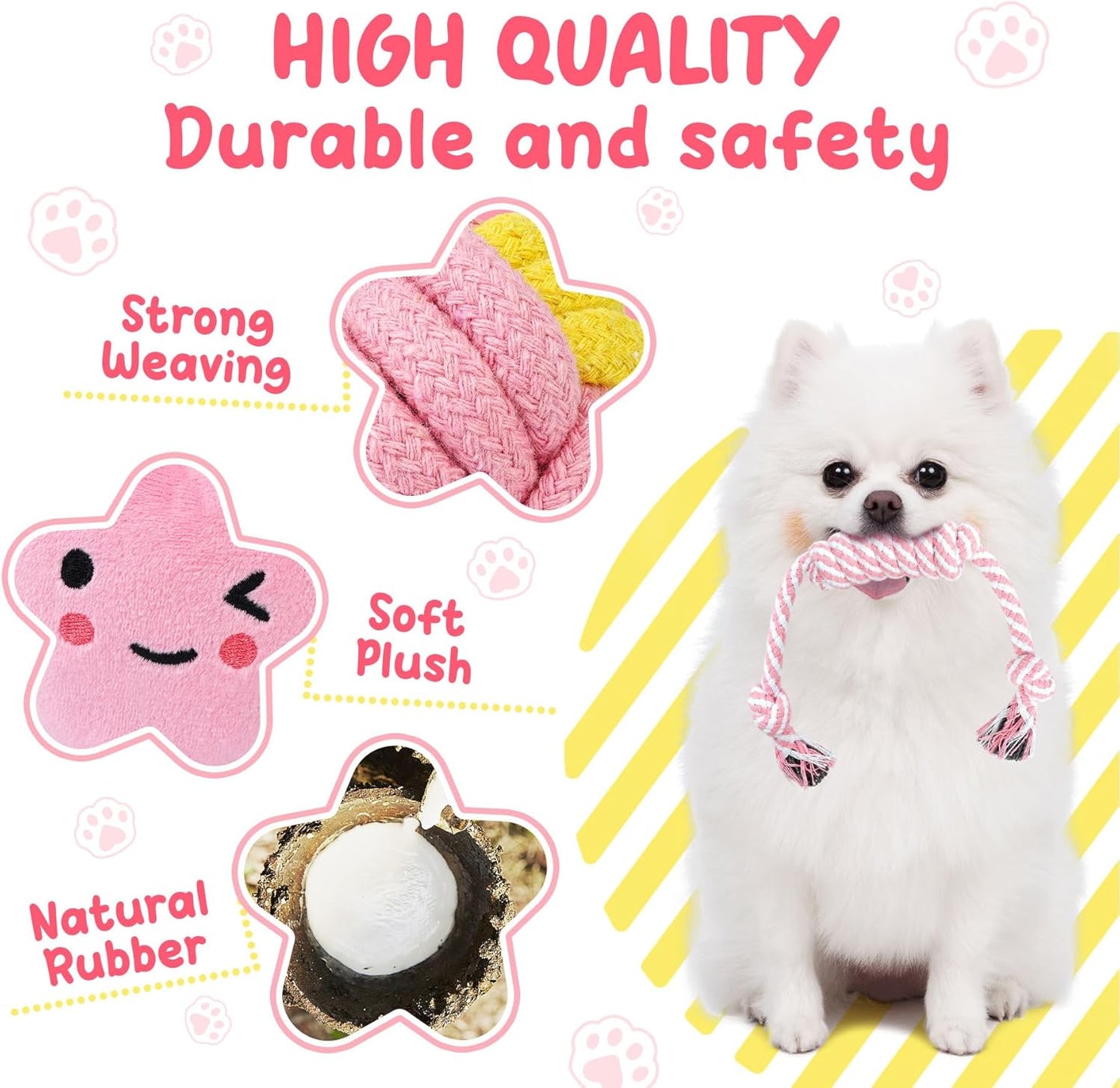 XIUGOAL Pink Puppy Toys for Teething - 23 Pack Puppy Chew Toys for Boredom, Interactive Dog Toys for Puppies, Cute Small Dog Toys with Treat Ball, Squeaky Dog Chew Toys and Ropes