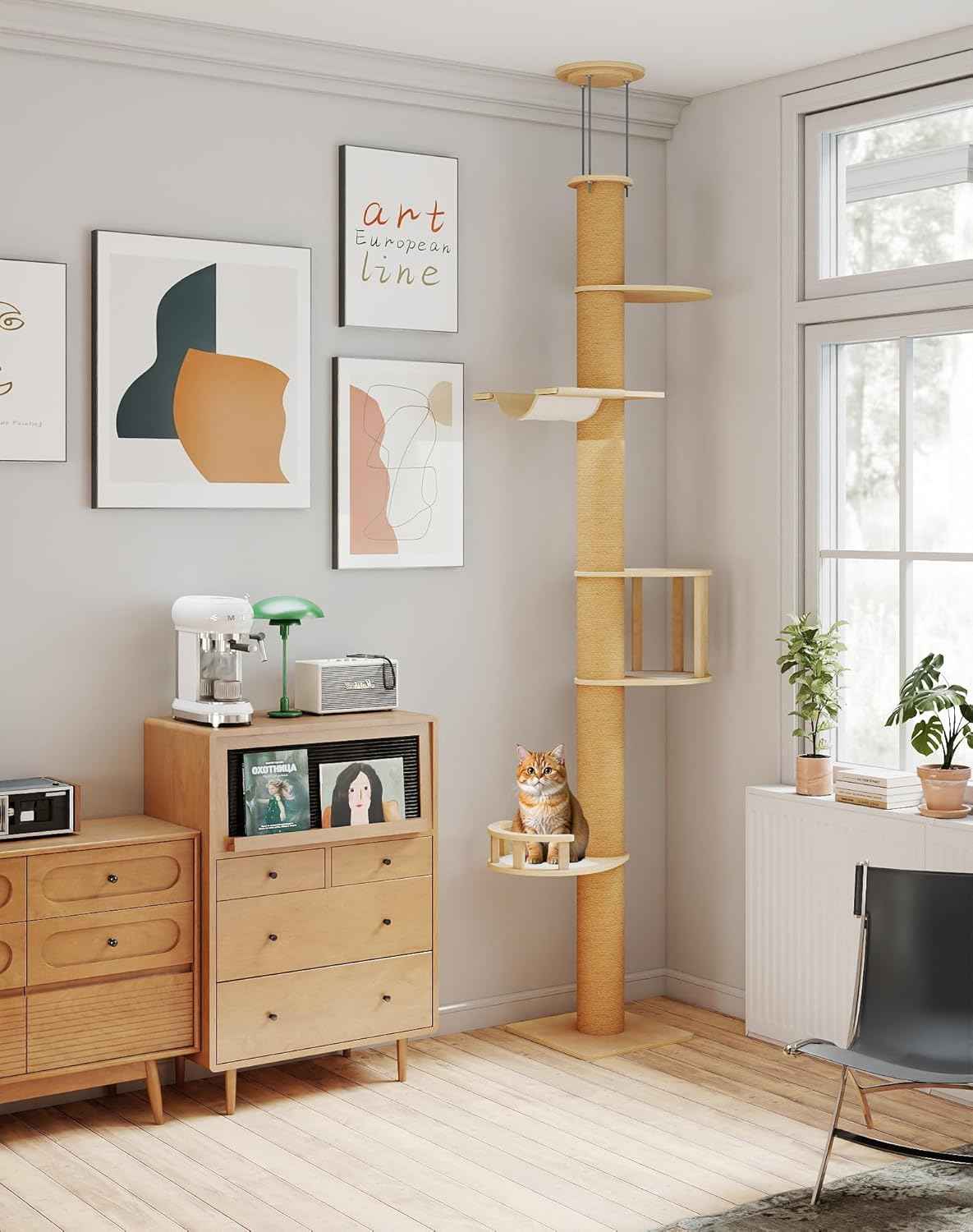 COZIWOW Floor to Ceiling Cat Tree, Tall Cat Tower with Lots of Scratching Posts, Designed for Large Cats, Indoor Cat Furniture Suitable for All Cat Sizes