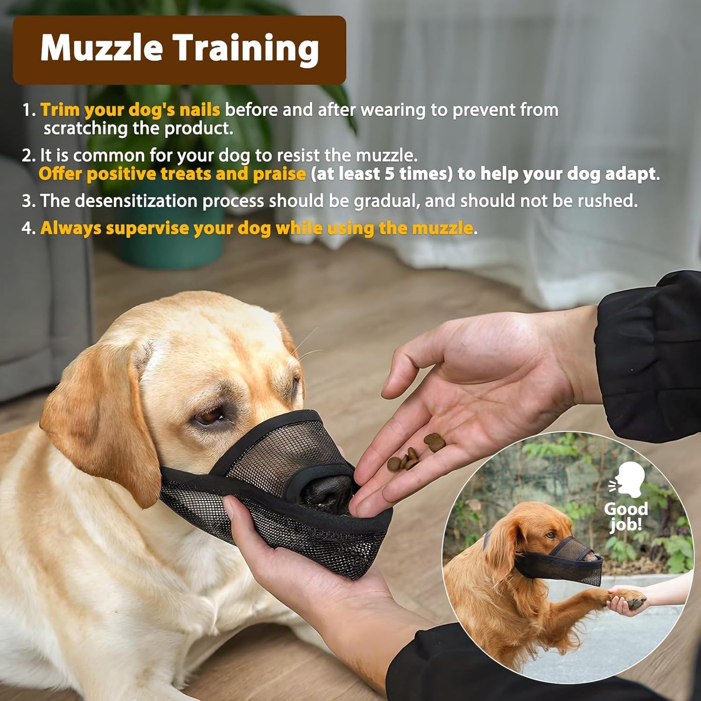 Crazy Felix Nylon Dog Muzzle for Small Medium Large Dogs Dachshund Beagle Poodle Labrador, Air Mesh Breathable and Drinkable Pet Mouth Guard for Anti-Biting Chewing Scavenging(M, Blue)