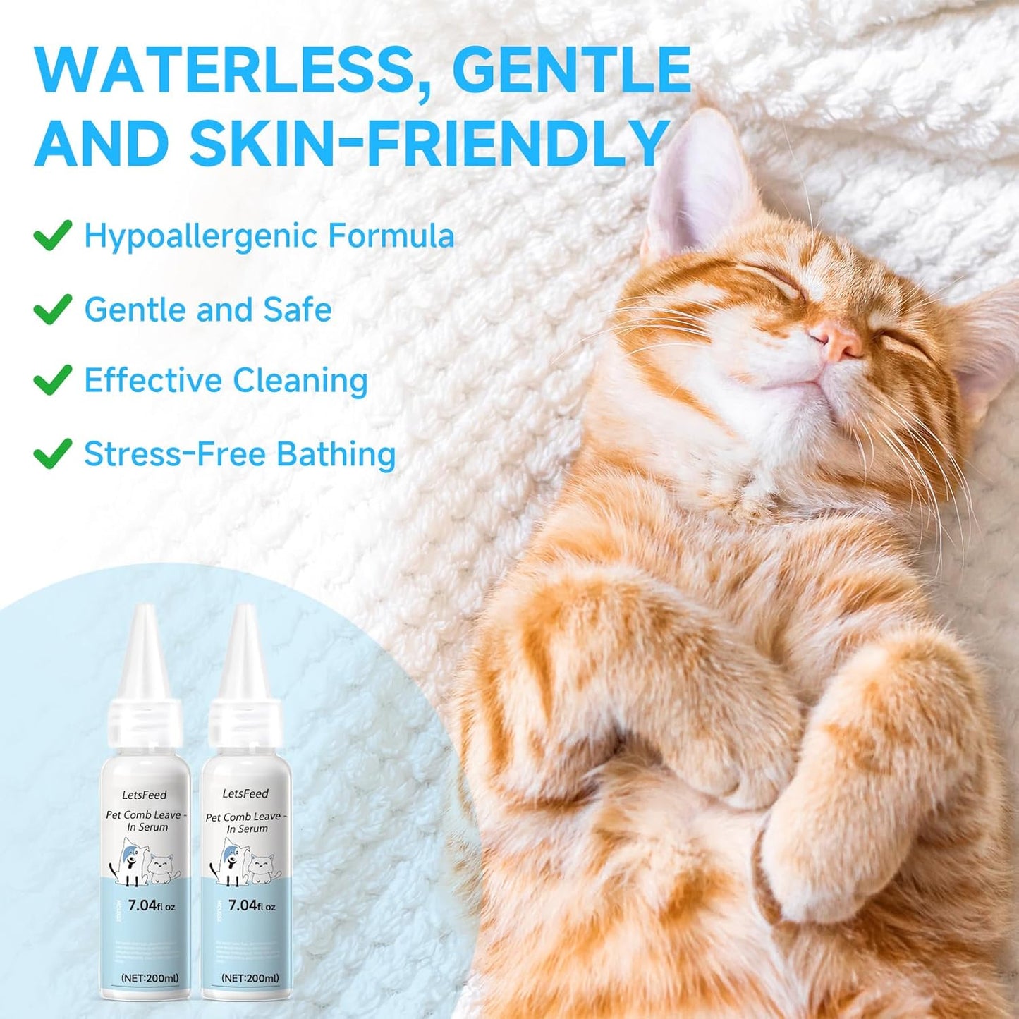 Pet Steam Brush Spray Refill for Dogs & Cats – Concentrated Waterless Shampoo, 3-in-1 Pet Comb Leave-in Serum, Self Cleaning Pet Comb for Shedding & Hair Removal, 2*Shampoo(Steam Brush Not Included)