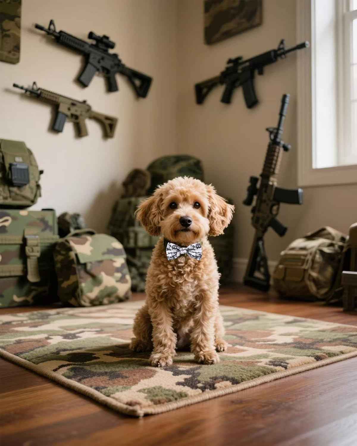 PET SHOW 10 Pack Camo Small Dog Bow Ties Sliding Collar Attachments Puppy Cats Colorful Camouflage Bowties for Medium Dogs Classic Bowknots Party Holiday Pet Grooming Accessories(Small)