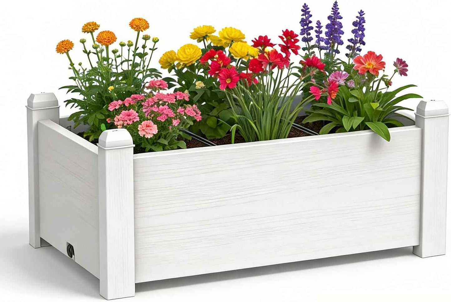 Elevated Raised Garden Bed, 14 Gallon Outdoor Large Resin Patio Planter Box Stand Divisible with Drain Plug, Water Monitor for Plants Vegetables Flowers Fruits (Ashen)