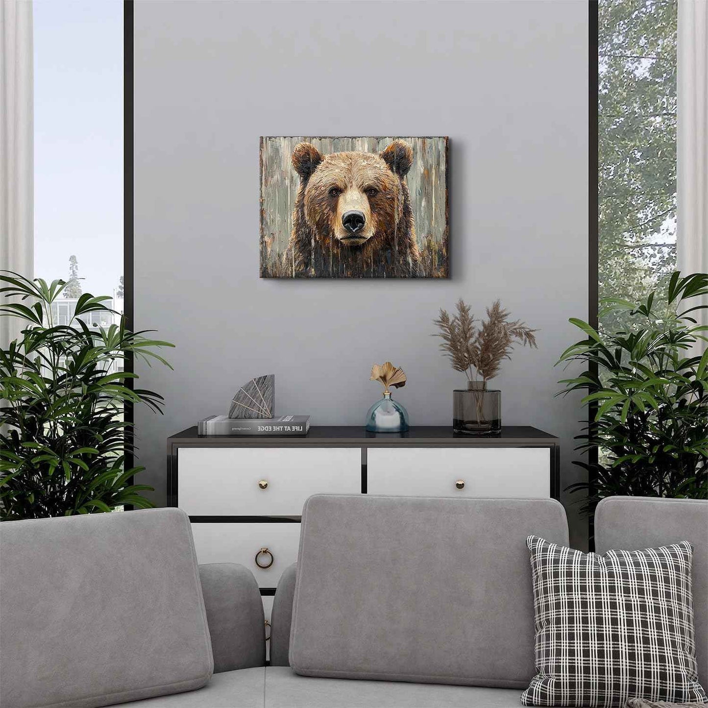 Rustic Bear Pictures Wall Decor Bear Wall Art Farmhouse Animal Decor for Bathroom Bedroom Vintage Animal Head Canvas Prints Wildlife Themed Nursery Painting Hunting Cabin Artwork Home Decoration 12x16"