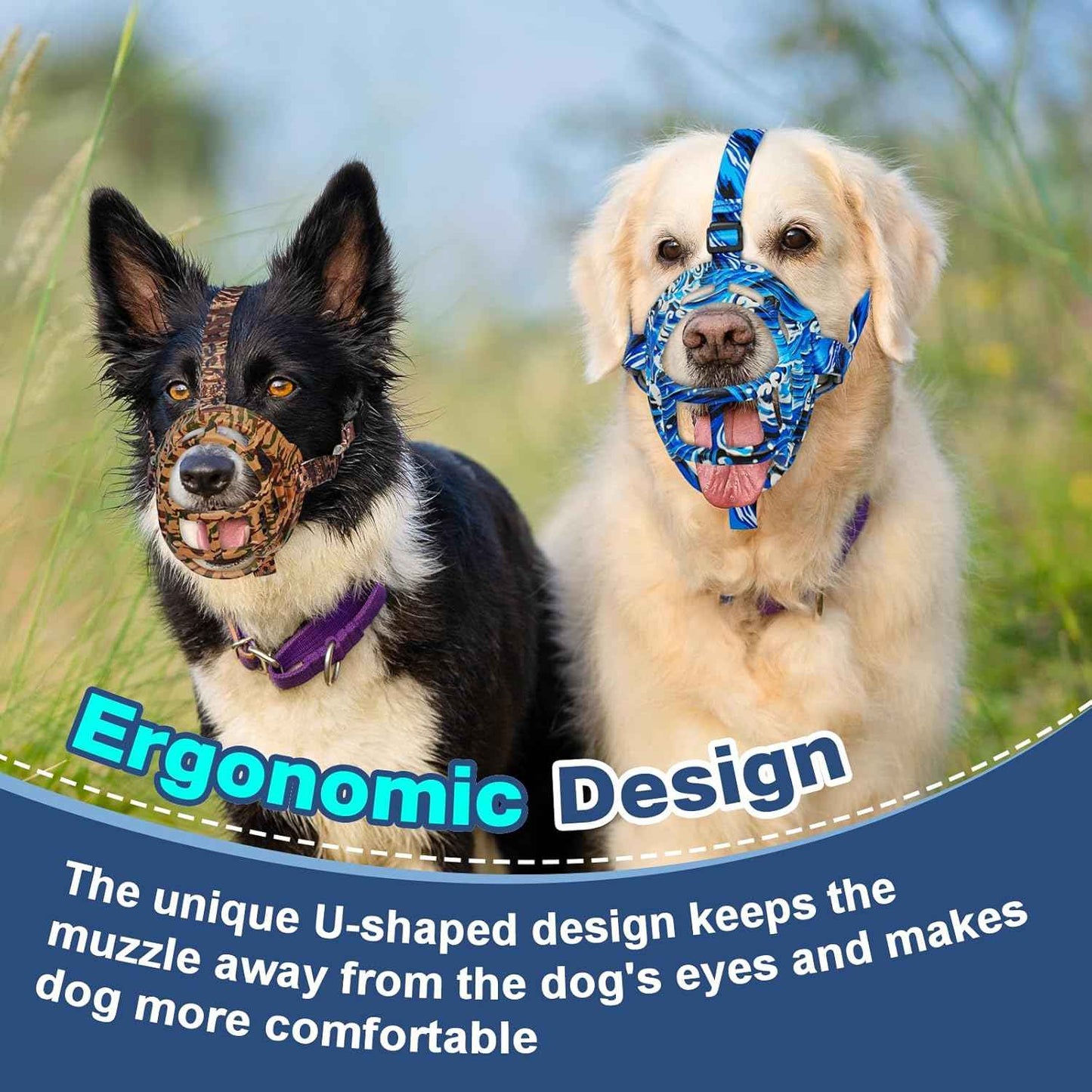 Dog Muzzle to Prevent Biting, Basket Muzzles for Large Medium Small Dogs Allows Panting Drinking Anti Chewing, Perfect for Grooming Trimming Training and Aggressive Reactive Dogss (Blue, Size 4)