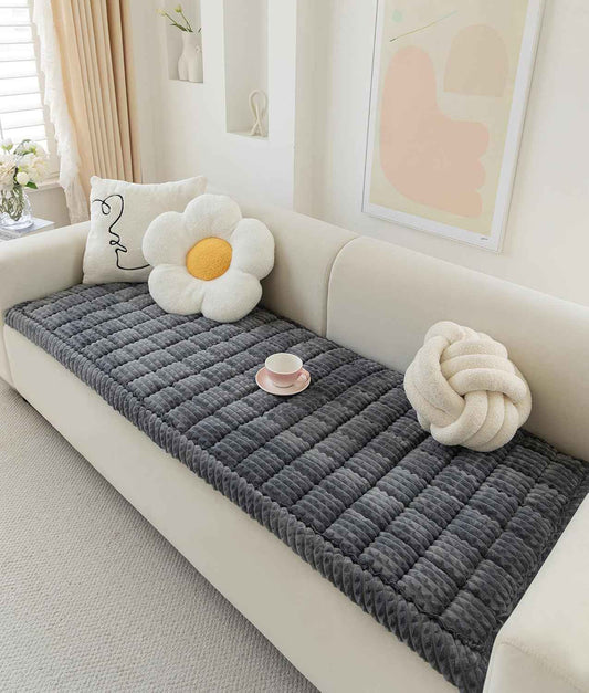 Couch Cover for Dogs Washable, Fuzzy Pet Cover for Sofa, Covers for 3 Cushion Couch Pet Friendly, Non Slip Dog Bed Mat Blanket (Darkgrey, 27.6x70.9 inch)