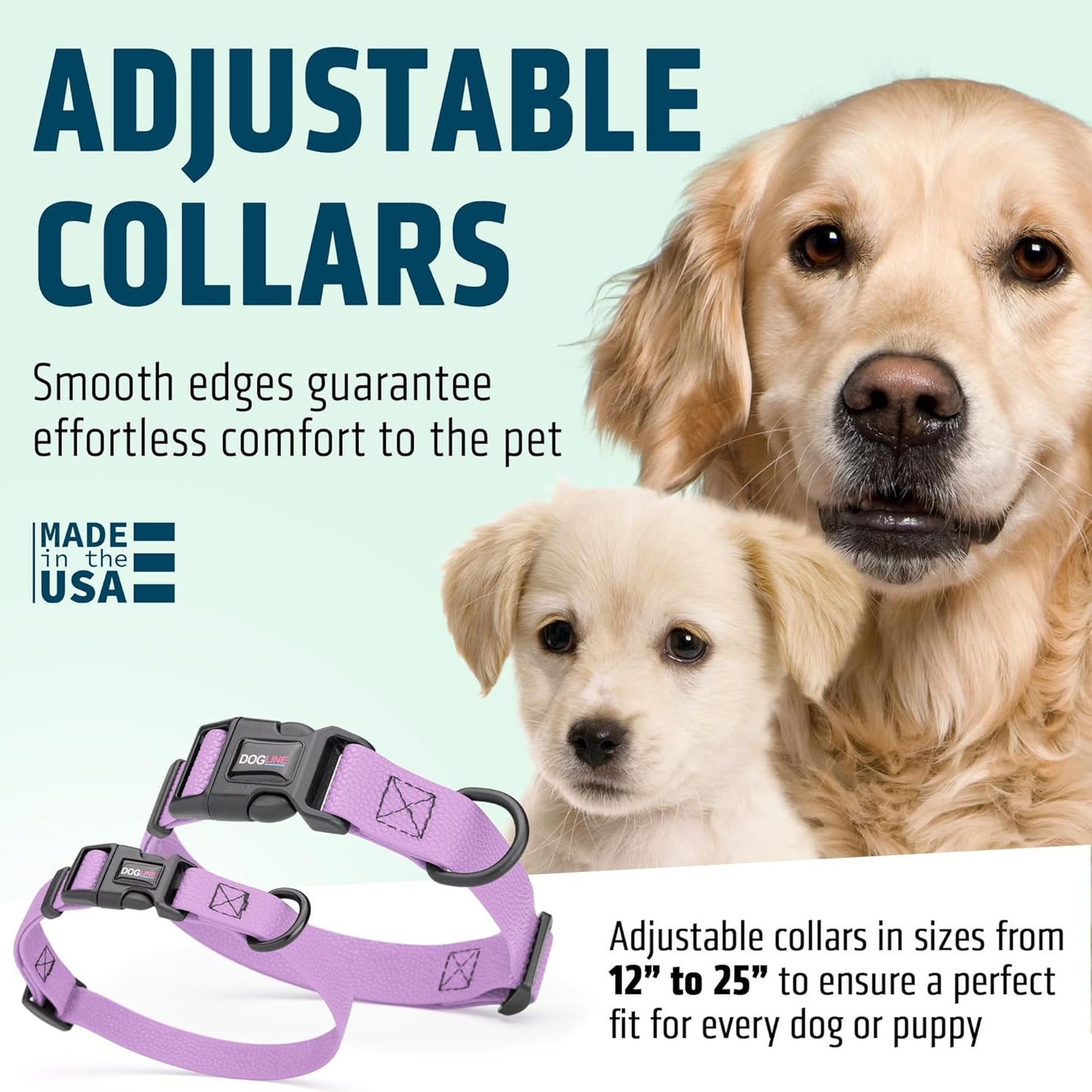 Waterproof BioThane Dog Collar with Pebble Emboss - Quick Release Buckle, Odor Resistant, Durable & Easy Clean Design for Everyday Wear and Outdoor Use, Made in USA (Amethyst Purple, W 1" L 15-25")