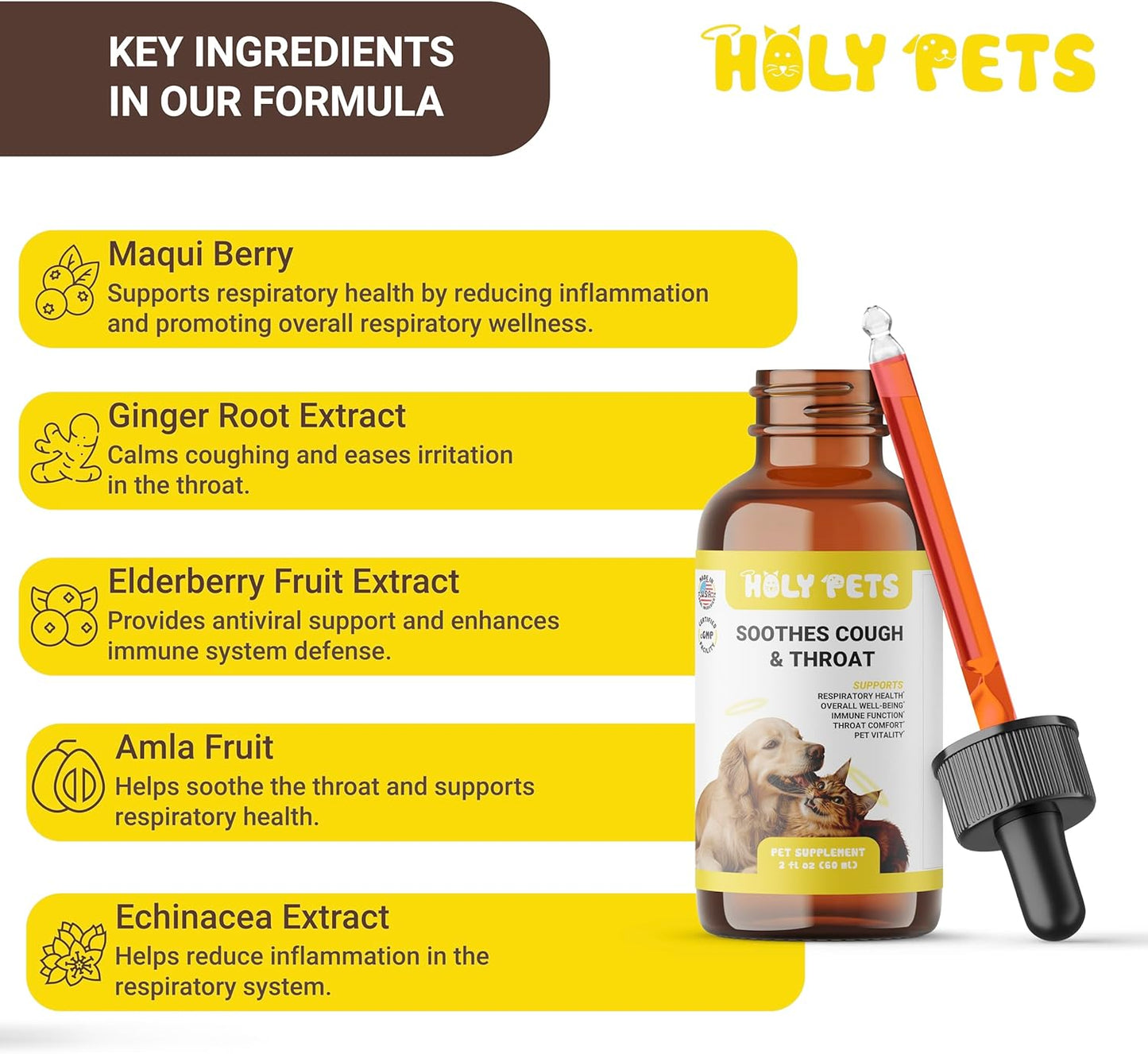 Cough Medicine for Dogs & Cats, Kennel Cough Treatment, Respiratory Infection Support - Sneezing Relief & Cough Treatment - Pet Asthma Support - Made with Natural Ingredients in The USAA