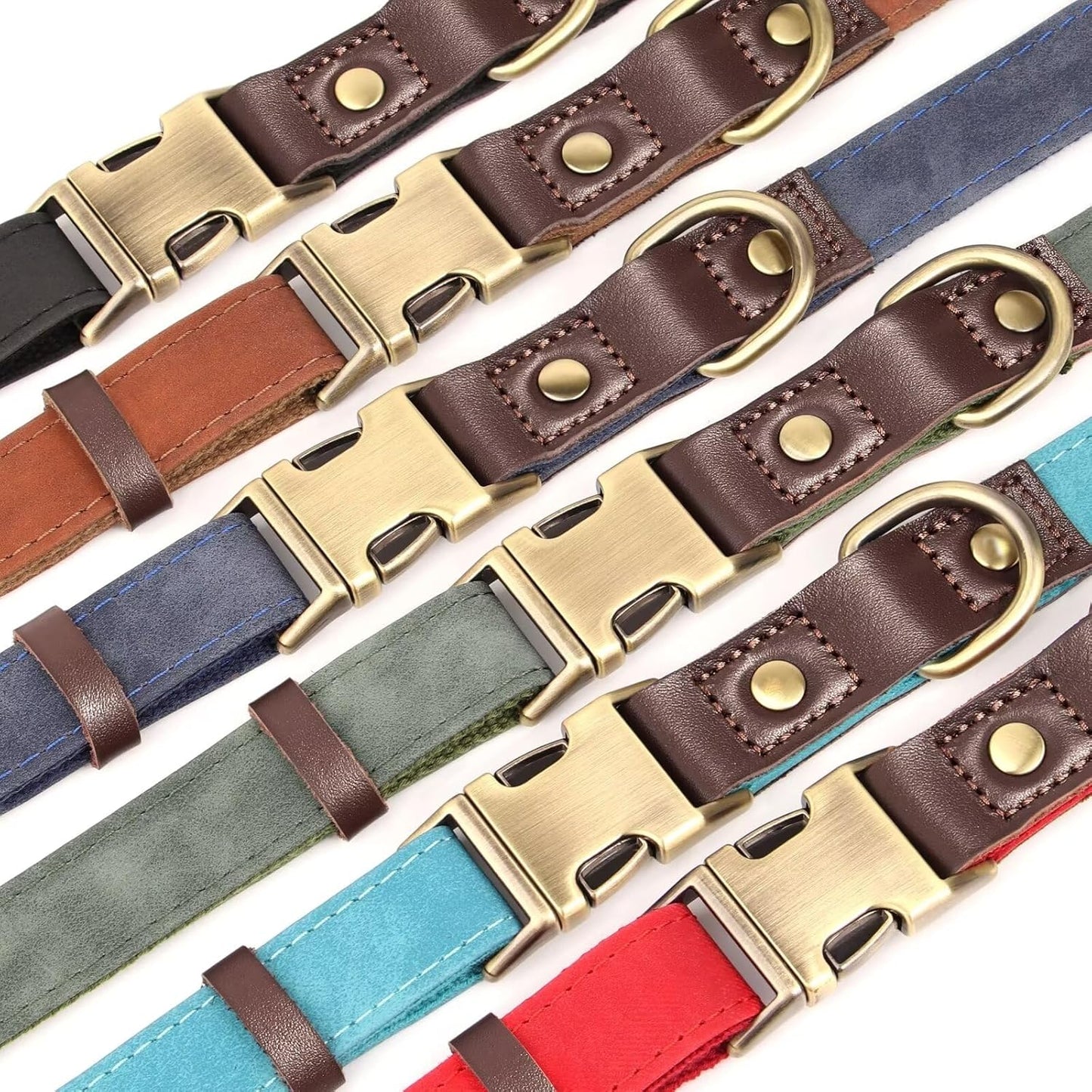 Didog Soft PU Leather Dog Collars for Small Dogs,Classic Adjustable Dog Collars with Quick Release Metal Buckle,Easy Clean and Comfortable with Nylon Lining,Green,S Neck 10-15"