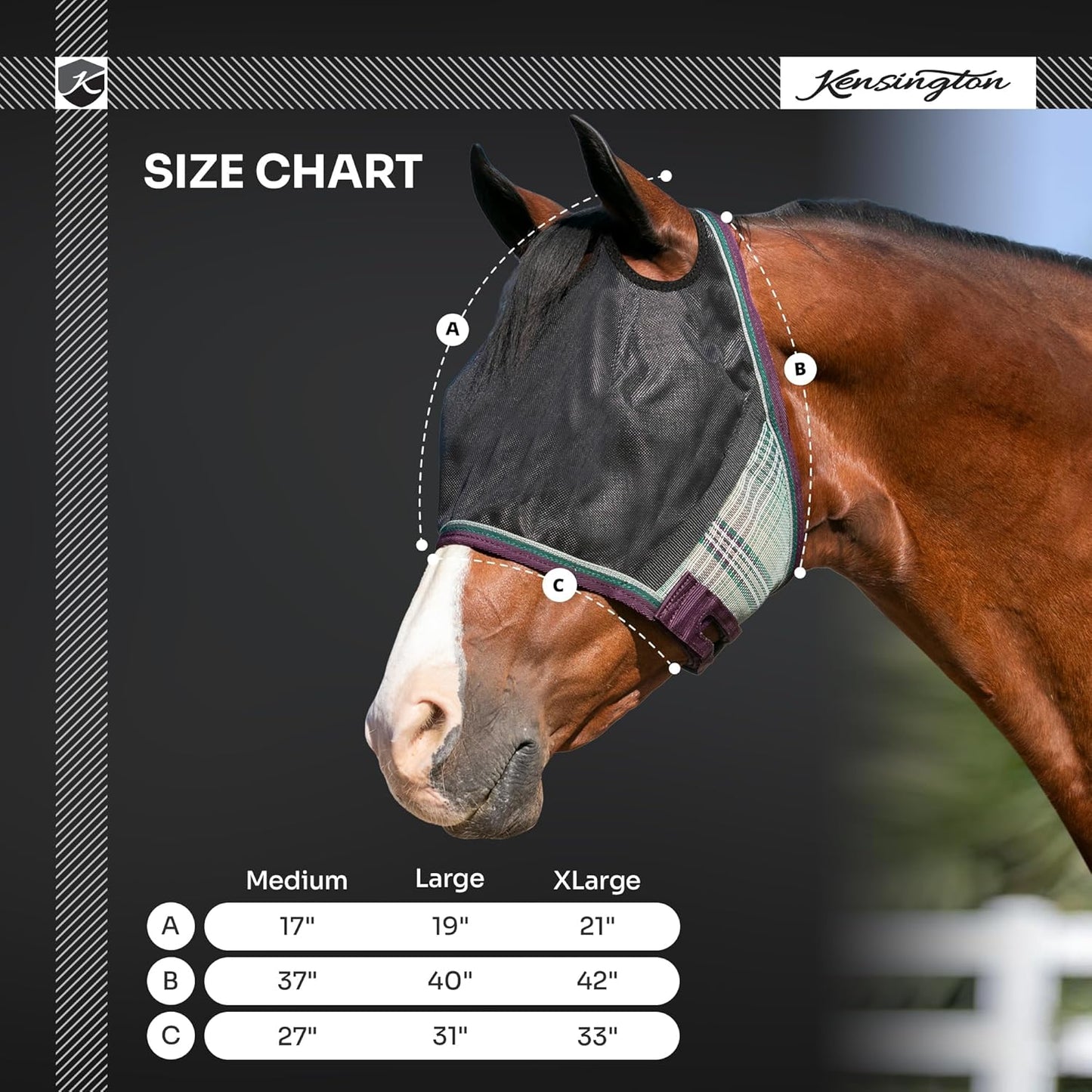 Kensington 90% UV Fly Mask CatchMask UViator - Without Ears & Forelock Freedom Web Trim Size: X.Large Color: 2021 - Atlantis