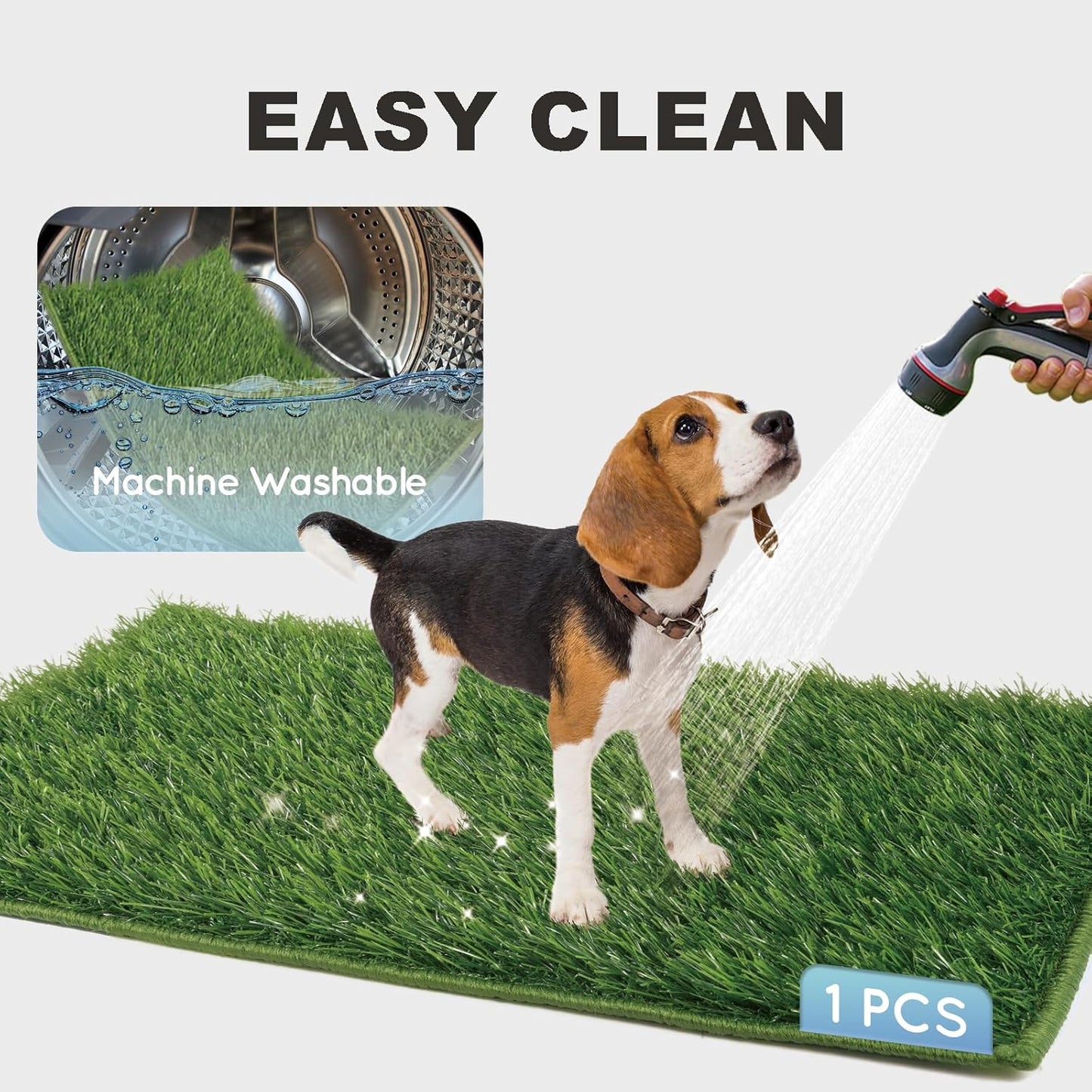HQ4US 4LEGS Dog Grass Pad with Tray Large 34’’×23’’, Ultra-Absorbent Artificial Grass Pad for Dogs Potty Grass Hemmed Edge for Indoor Potty Training, Reusable Dogs Pee Pads, Dog Litter Box for Balcony