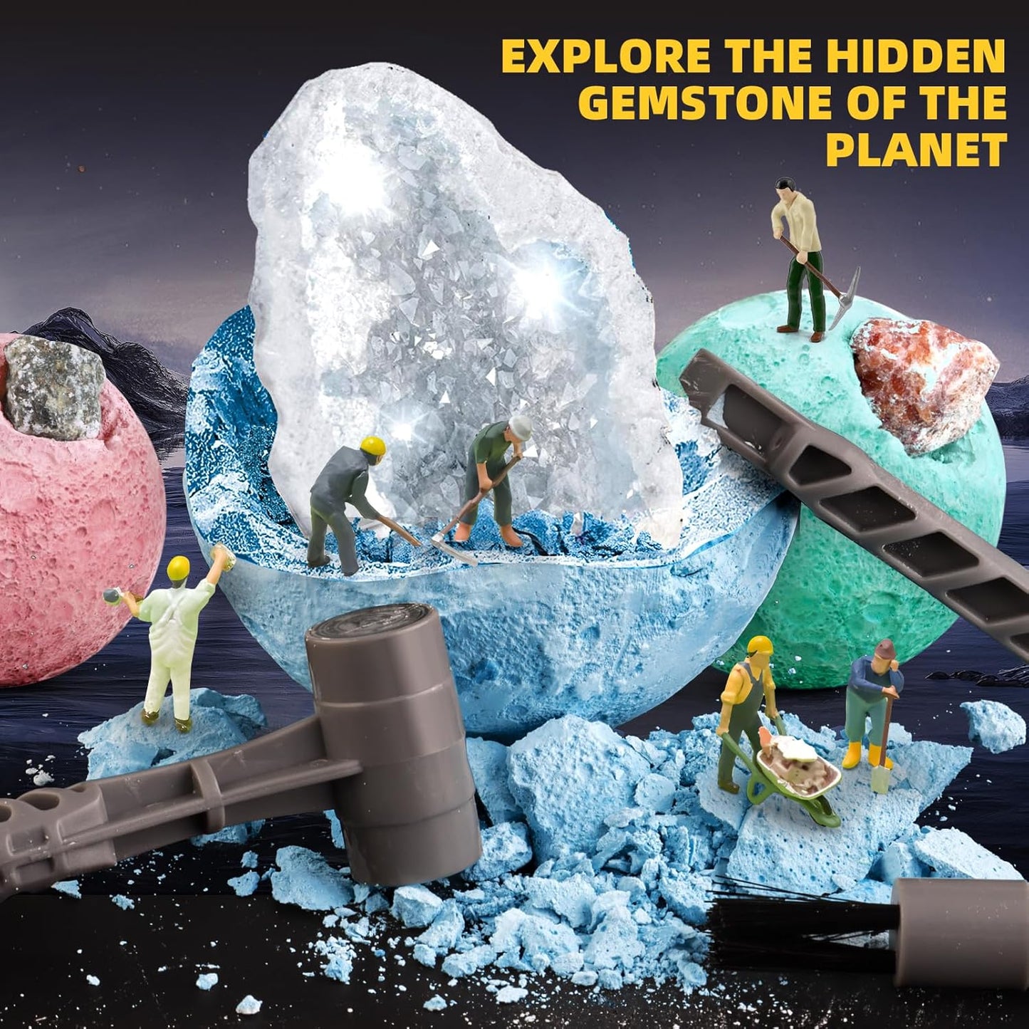 Space Dig Kit - Gem Excavation Kit, Gemstone for Kids, Space Toys Dig Kits for Gemstone Collection, Space Planet Toys for Boys Girls 6 and up Year Old Birthday Gifts