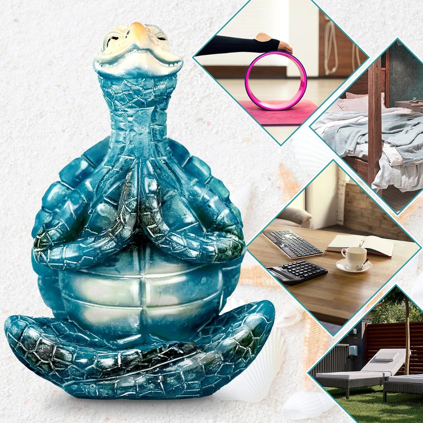 Briwooody 4 Pcs Sea Turtle Meditation Yoga Decor Office Beach Zen Room Decor Sea Turtles Yoga Figurines Coastal Ocean Beachy Bathroom Turtle Gifts for Women Yogis Home Office Decorations(Fashion)
