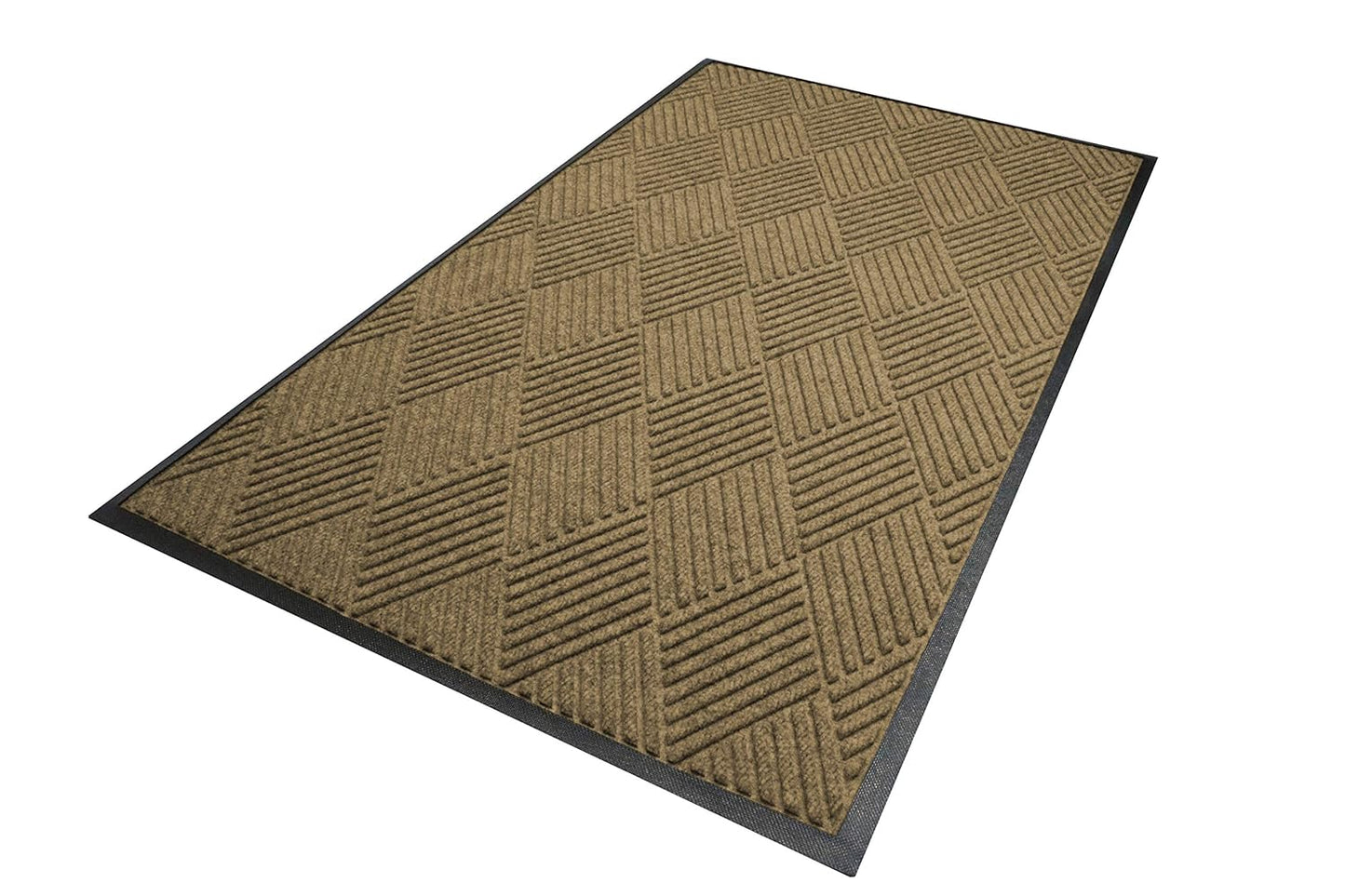 WaterHog Diamond | Commercial-Grade Entrance Mat with Rubber Border – Indoor/Outdoor, Quick Drying, Stain Resistant Door Mat (Camel, 3' x 4')