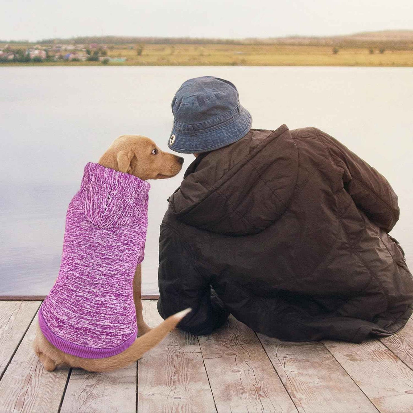Dog Sweaters for Medium Dogs Dog Hoodie Fleece Dog Sweater Soft Dog Clothes Sweatshirt with Pocket Dog Hoodie for Medium Dogs(Purple&M)