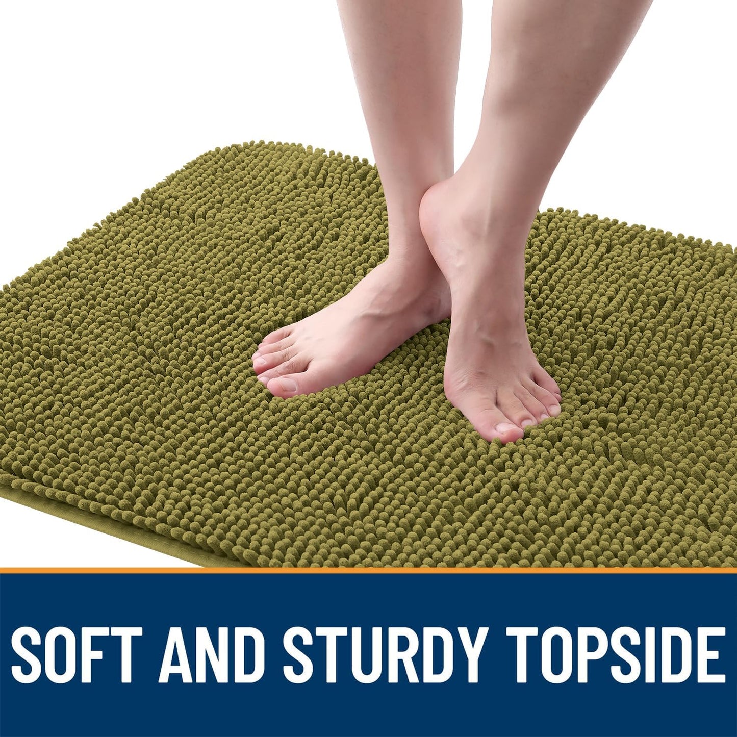 OLANLY Dog Door Mat for Muddy Paws 36x24, Absorbs Moisture and Dirt, Absorbent Non-Slip Washable Doormat, Quick Dry Chenille Mud Mat, Entry Indoor Entryway Carpet for Inside Floor, Willow Green