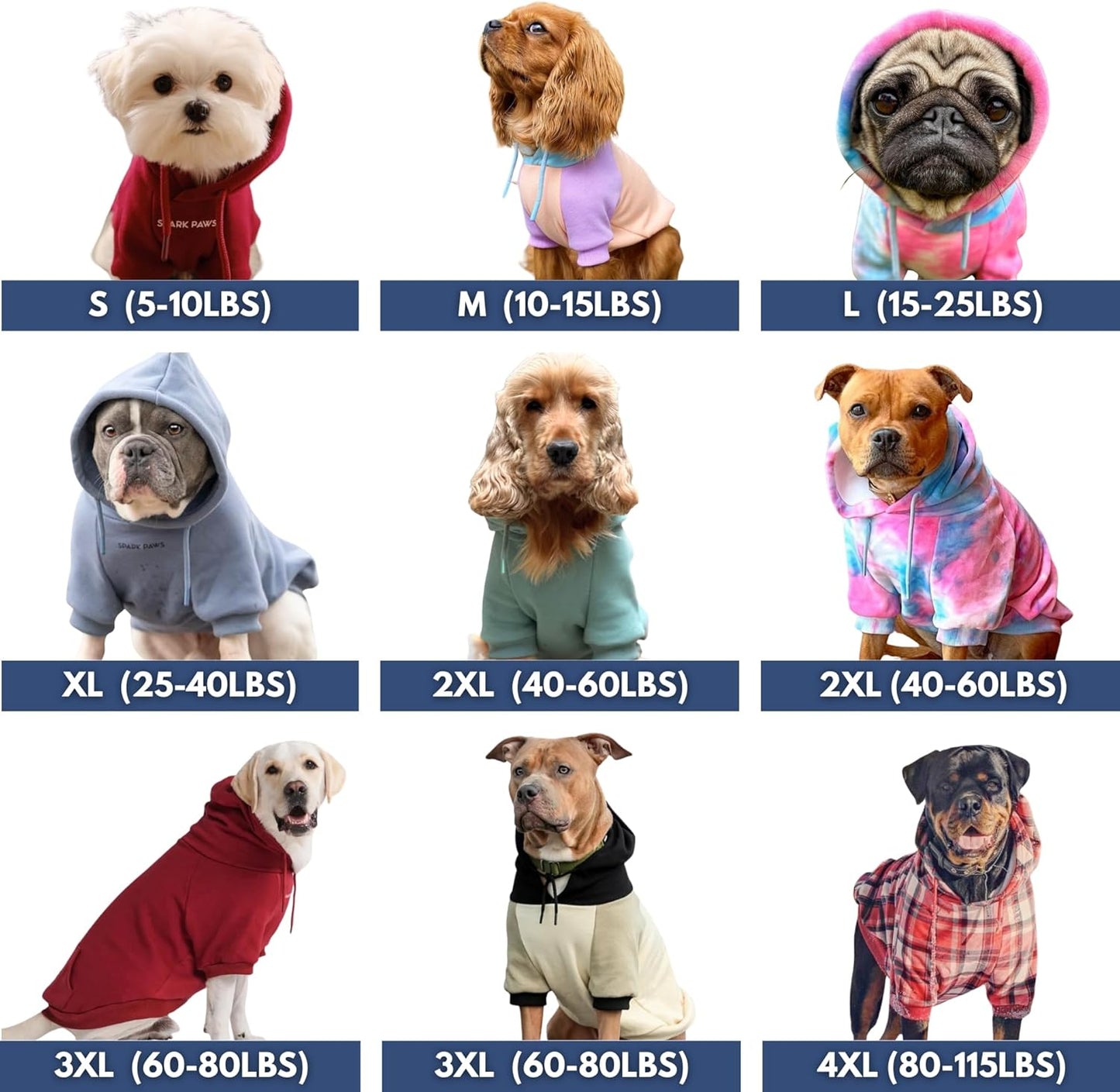 Spark Paws Dog Hoodie – Premium Dog Sweater for Small, Medium, and Large Dogs | Warm Outfits for French Bulldogs, Pitbull, Puppy, Winter Jacket Alternative - Snow Cone - XL