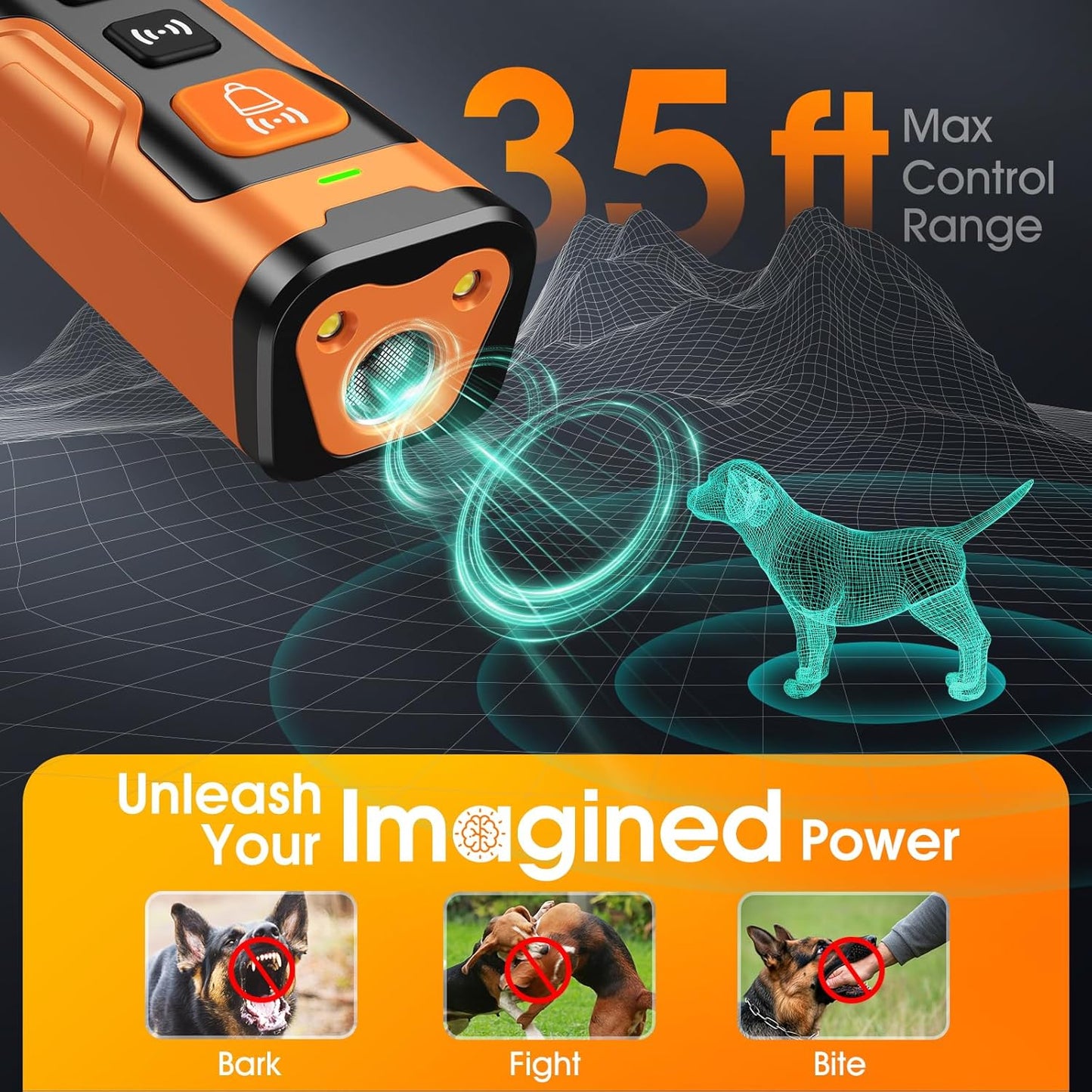Stop Dog Barking Fast & Safely, Ultrasonic Bark Deterrent for Indoor Outdoor Use, Anti Barking Device for Dogs with 4 Modes, 50ft Range, Easy to Use No Bark Device for a Quieter Home