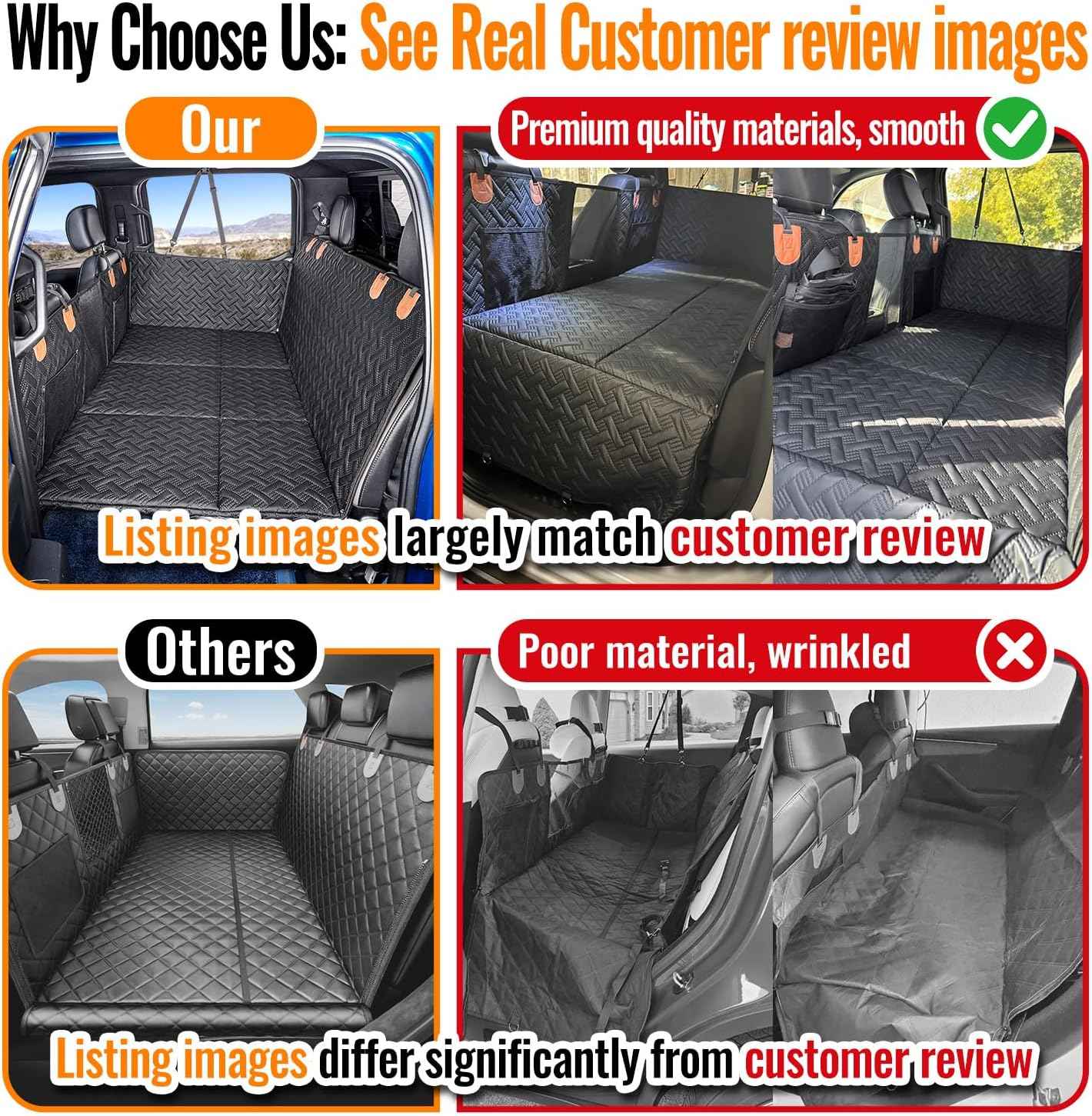 MAXFUT Dog Back Seat Extender for Truck,Truck Dog Seat Cover Back Seat,Dog Hammock for Truck,Hard Bottom Seat Extender,Pet Seat Covers for F150/RAM1500/Silverado