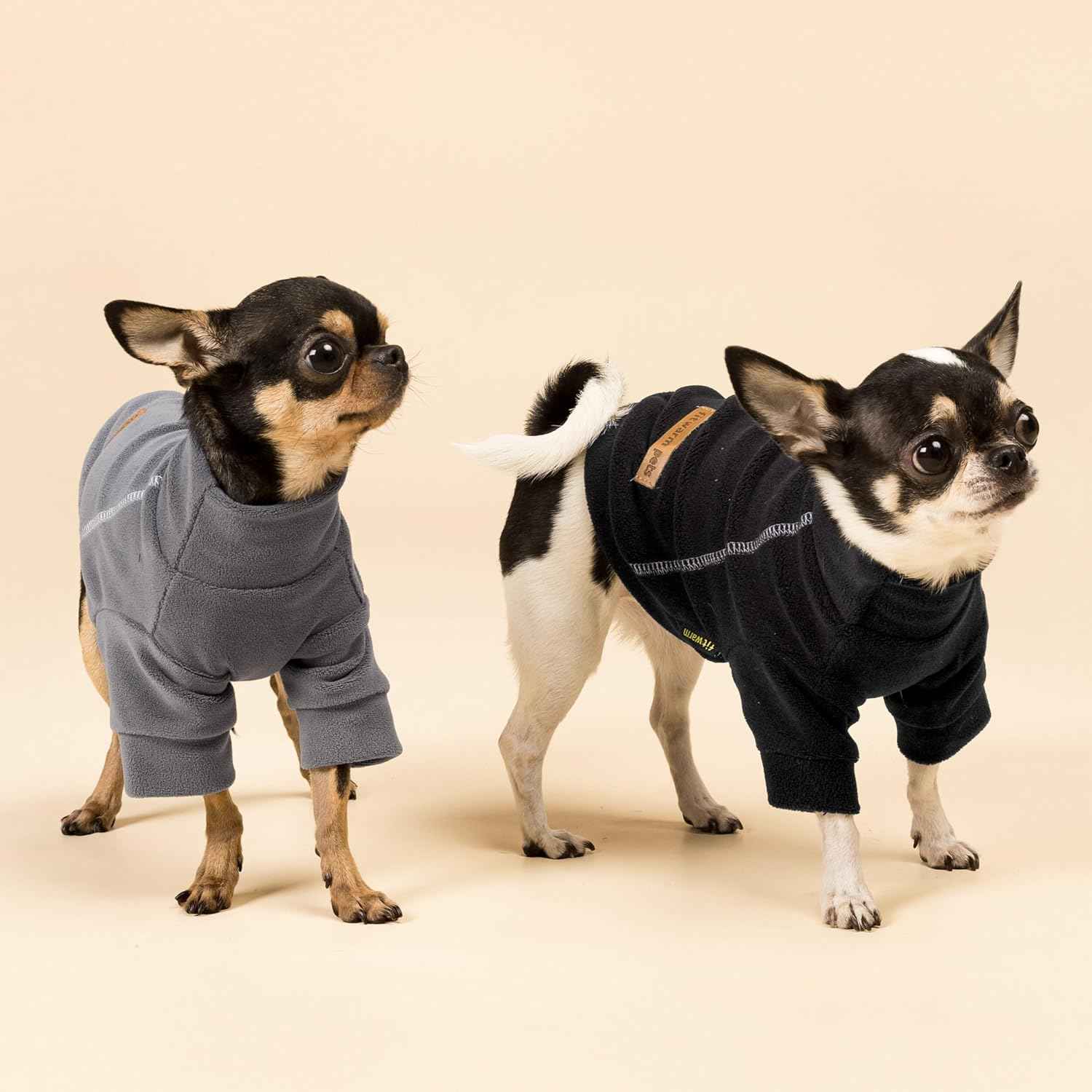 Fitwarm 3 Pack Classic Fleece Sweater, Turtleneck Sweatshirt, Winter Clothes for Small Dogs, Pet Pullover Jumper, Cat Apparel, Black, Grey, White, XXL