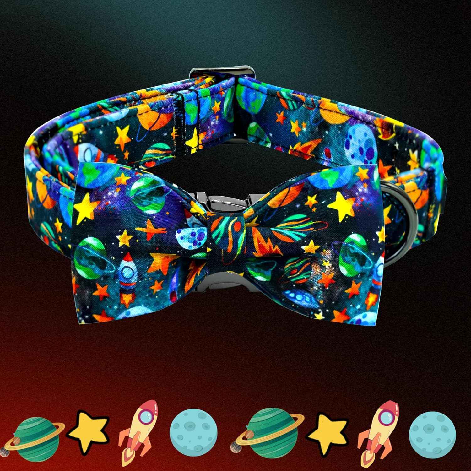 Elegant little tail Dog Collar, Boy Pet Collrs Blue Durable Soft Bowtie Dog Collar Adjustable Dog Collars for Small Medium Large Dogs