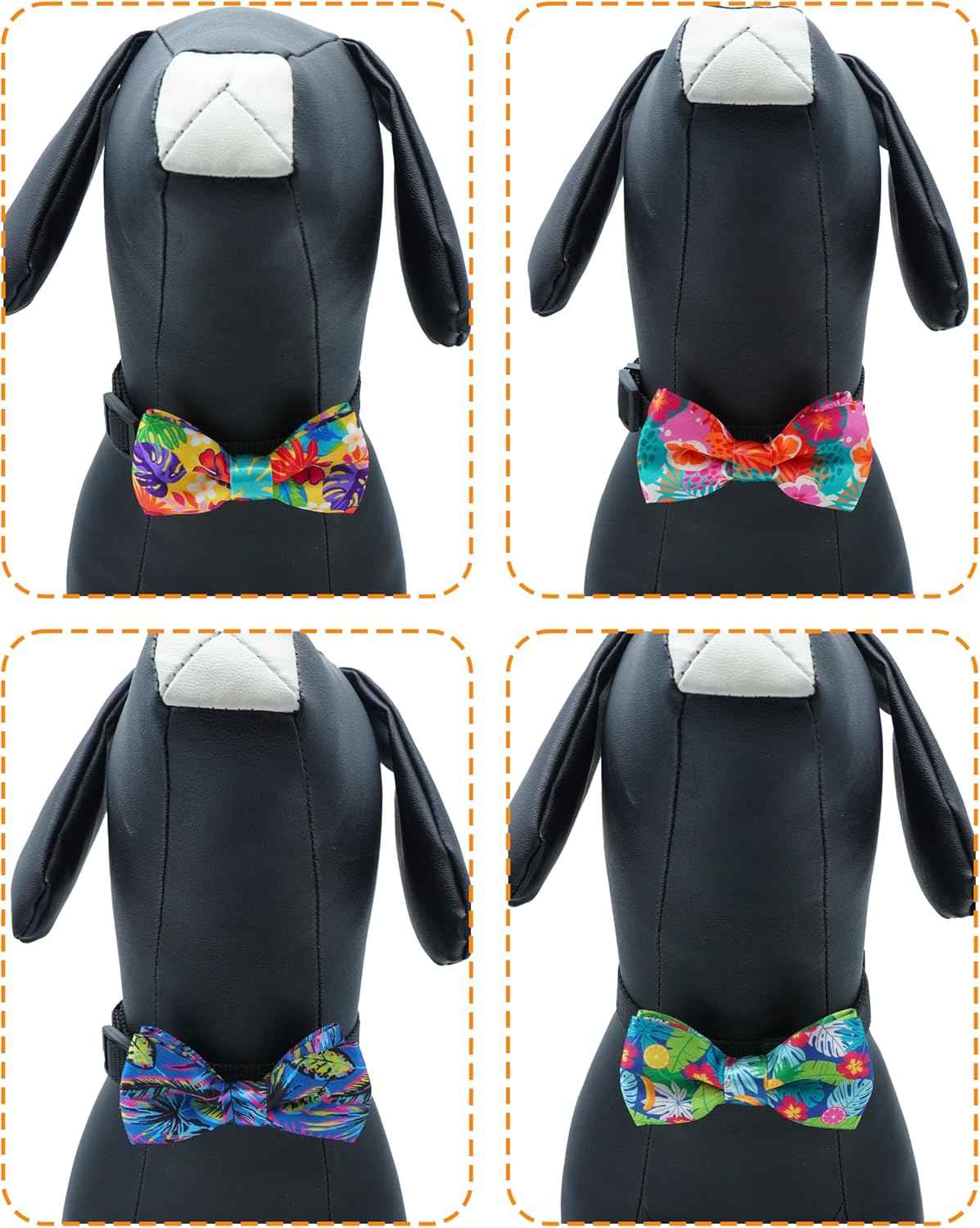 PET SHOW 10 Pack Summer Small Dog Bow Ties Sliding Collar Attachments Puppy Cats Hawaiian Bowties for Medium Dogs Floral Fruit Bowknots Party Holiday Pet Grooming Accessories(Small)