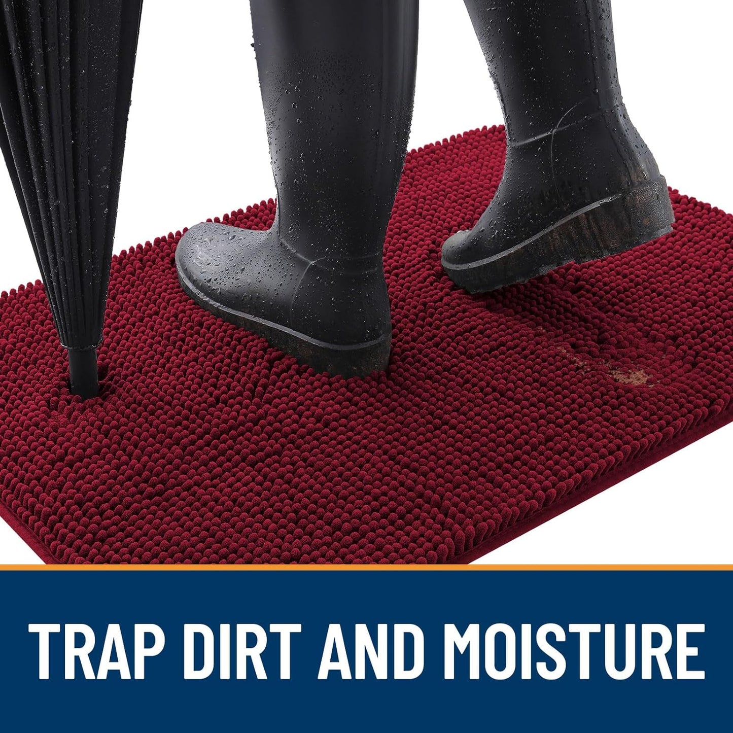 OLANLY Dog Door Mat for Muddy Paws 45x27, Absorbs Moisture and Dirt, Absorbent Non-Slip Washable Doormat, Quick Dry Chenille Mud Mat for Dogs, Entry Indoor Entryway Carpet for Inside Floor, Burgundy