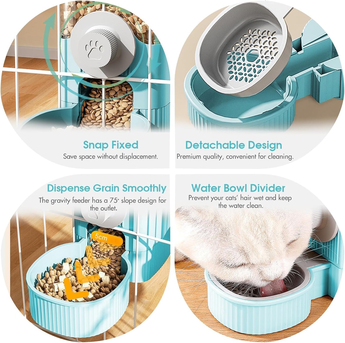 GPY Automatic Hanging Gravity Pet Feeder and Water Dispenser Set ，Automatic Rabbit Feeder and Dog Water Dispenser for Dogs Cats Pets Animals Large Capacity (Blue Water Feeder&Food Feeder) (Blue)