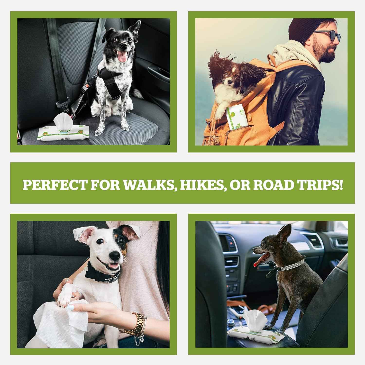 Pogi’s Dog Wipes Travel Packs – Hypoallergenic Pet Wipes for Paws, Body & Butt – Cleaning & Hydrating, Green Tea Scent, 240-Count