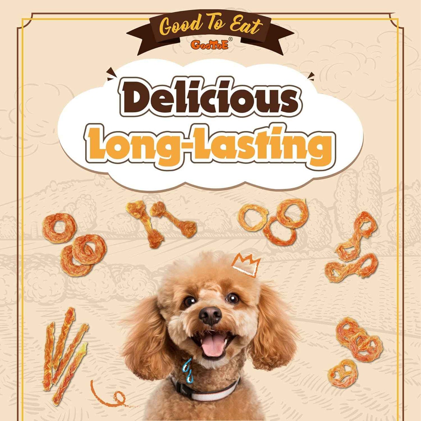 Gootoe Turkey Tendons for Dogs –All-Natural, Hypoallergenic Dog Treats, Rawhide Alternative, Long Lasting Puppy Chews, Healthy Dog Treats for Medium Breeds, Rope (M), 16 oz Pack (1 lb)